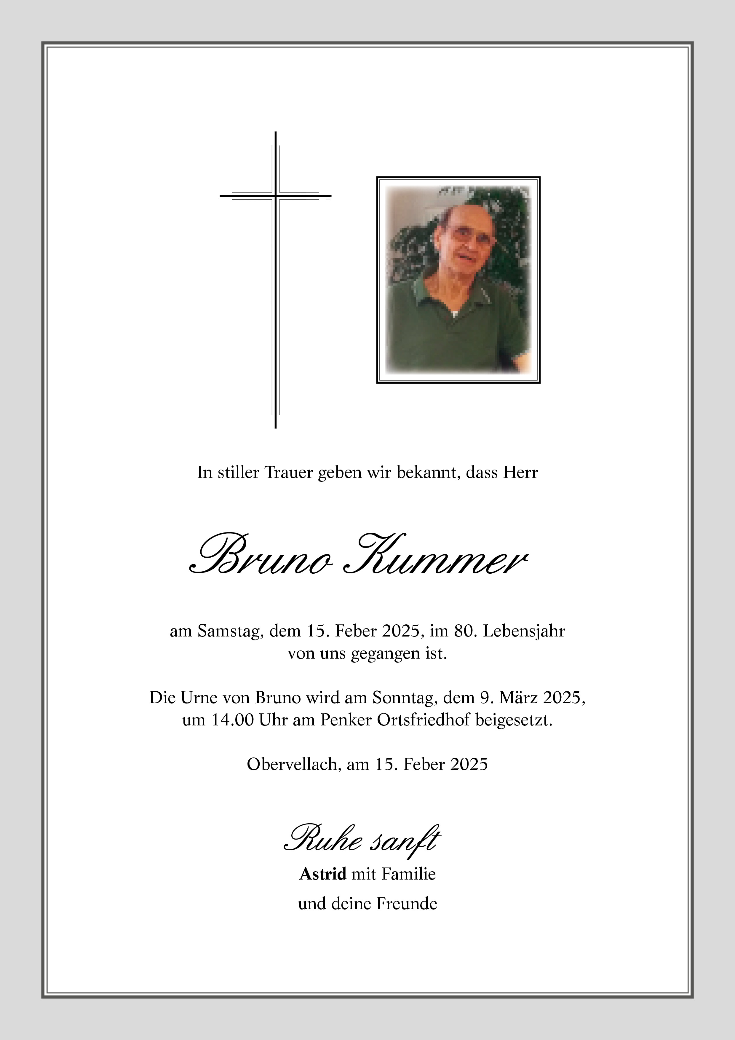 Traueranzeige von Bruno Kummer
