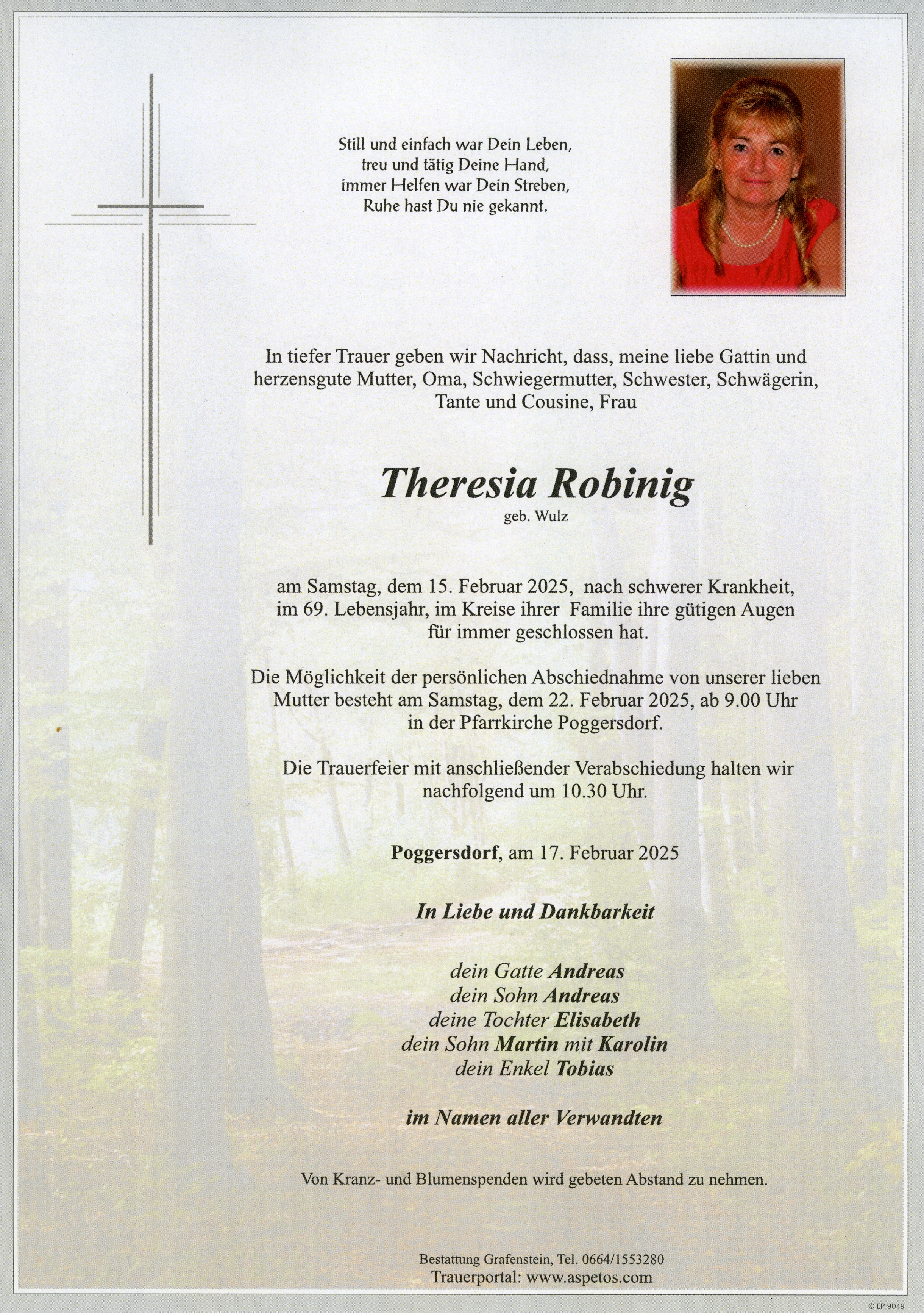Traueranzeige von Theresia Robinig