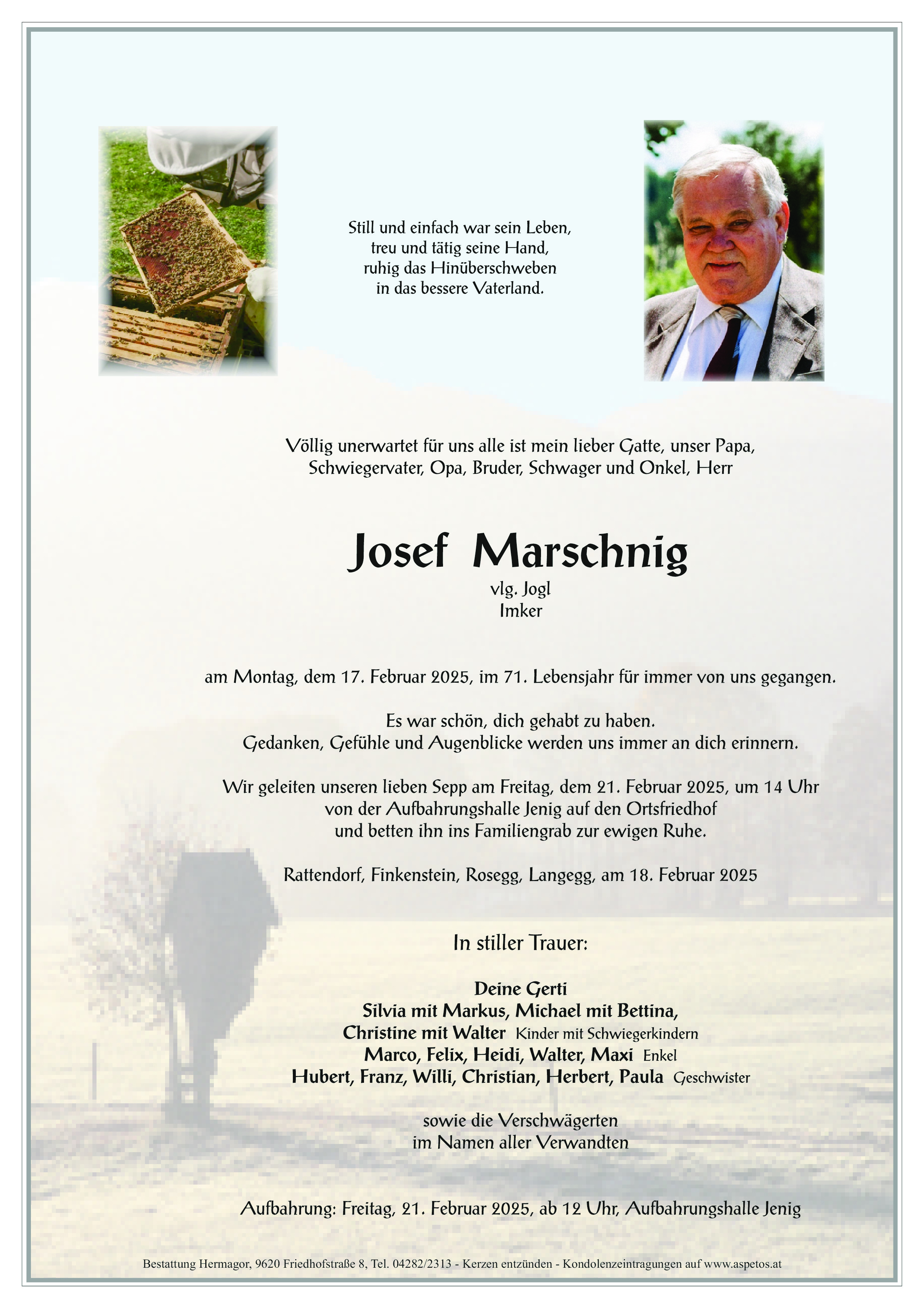 Traueranzeige von Josef Marschnig