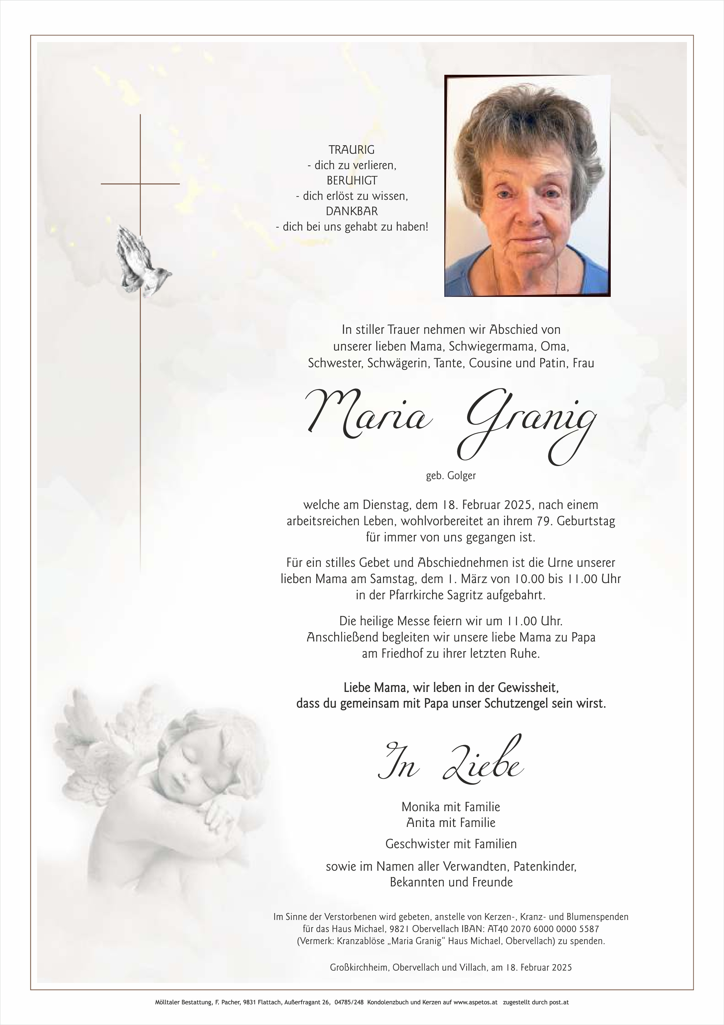 Traueranzeige von Maria Granig