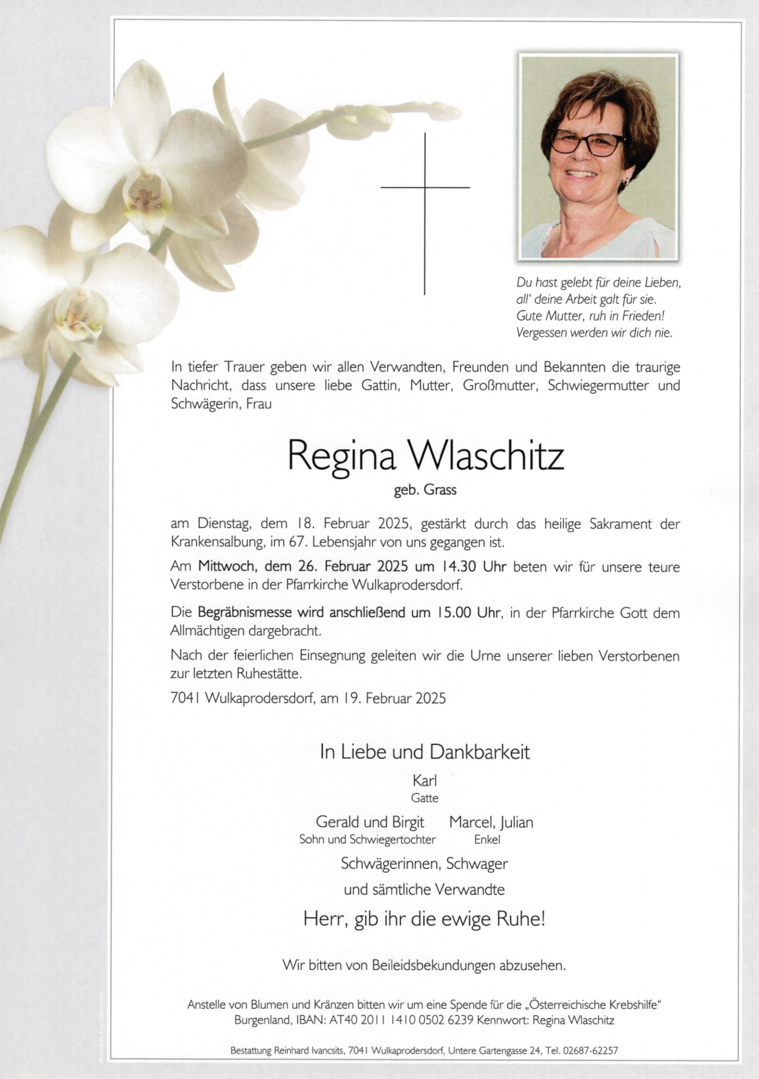 Traueranzeige von Regina Wlaschitz
