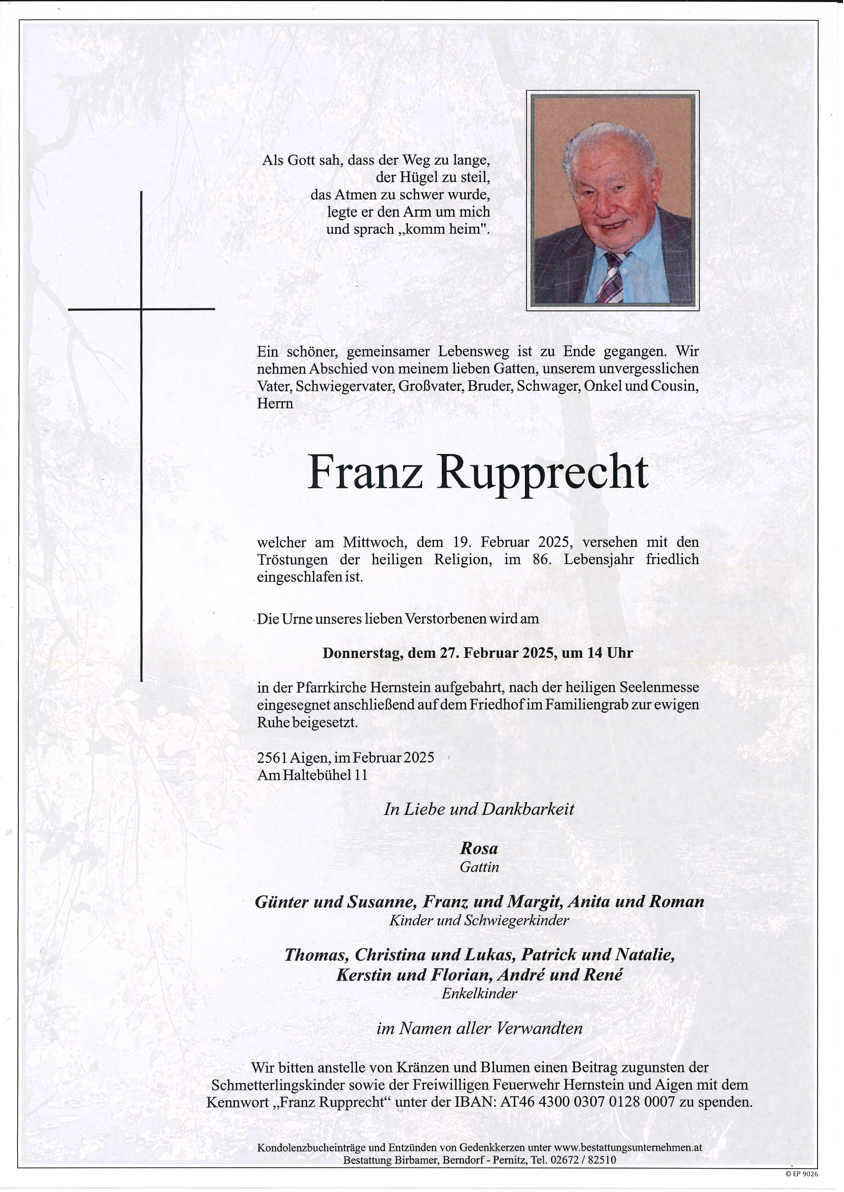 Traueranzeige von Franz Rupprecht