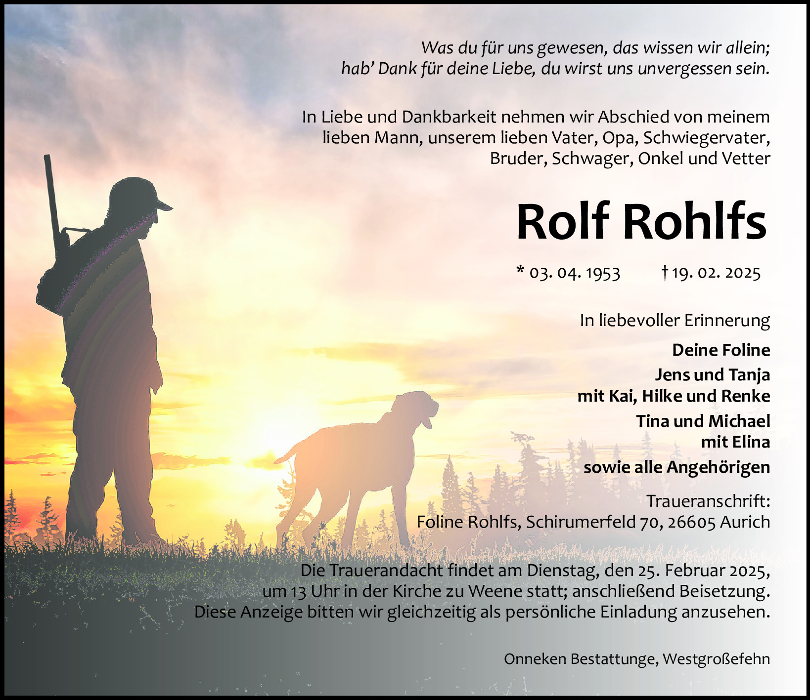 Traueranzeige von Rolf Rohlfs