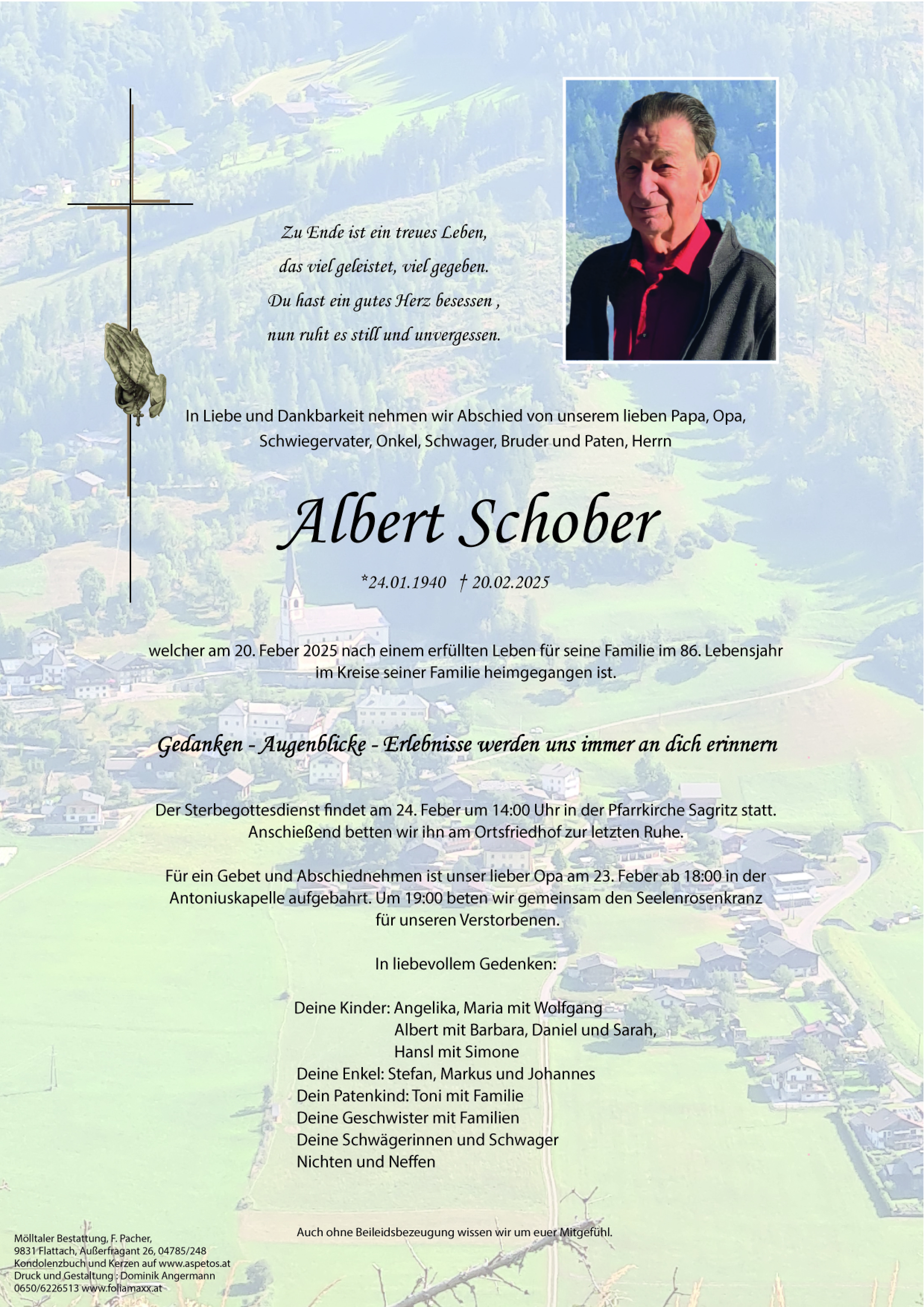 Traueranzeige von Albert Schober