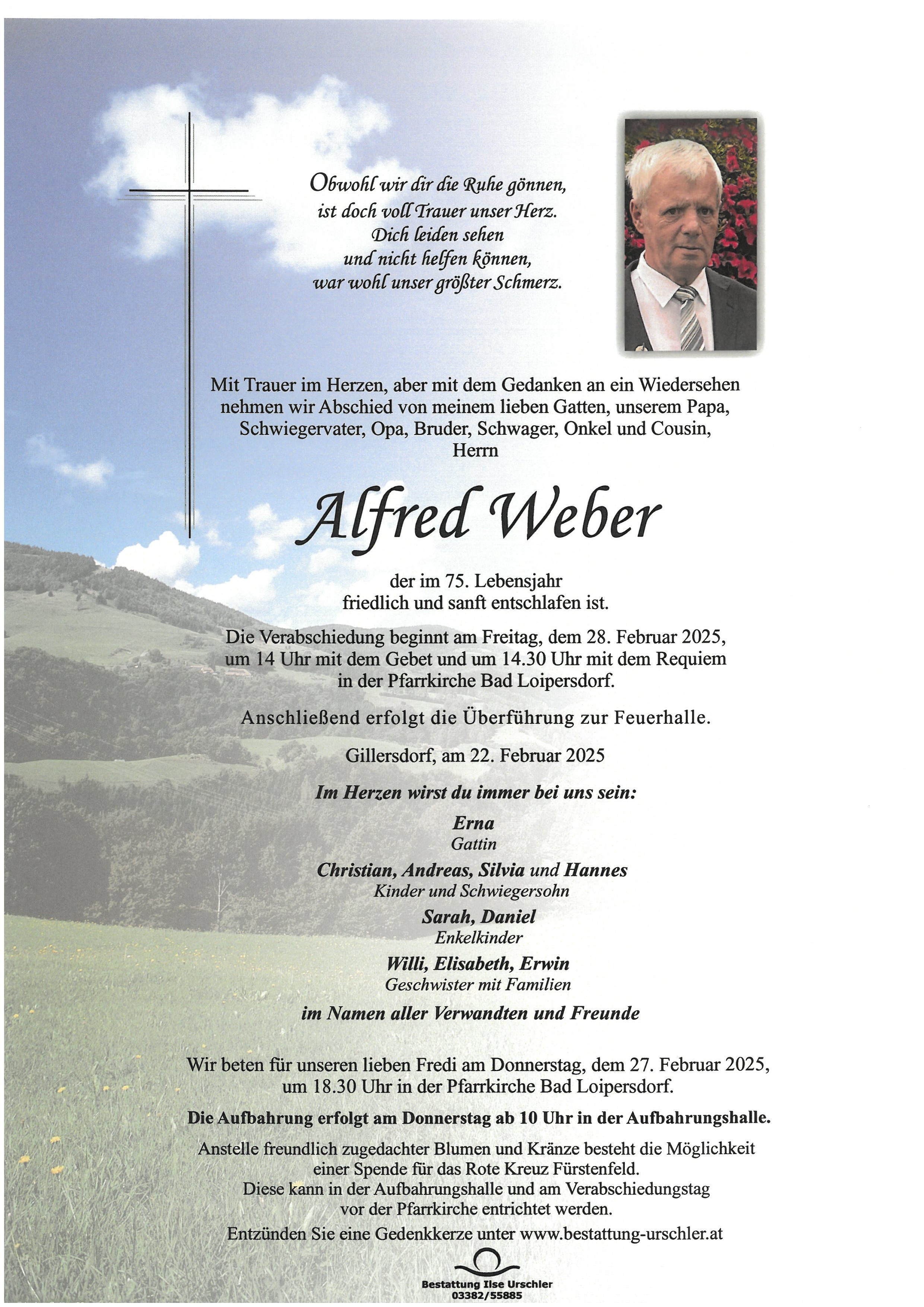 Traueranzeige von Alfred Weber