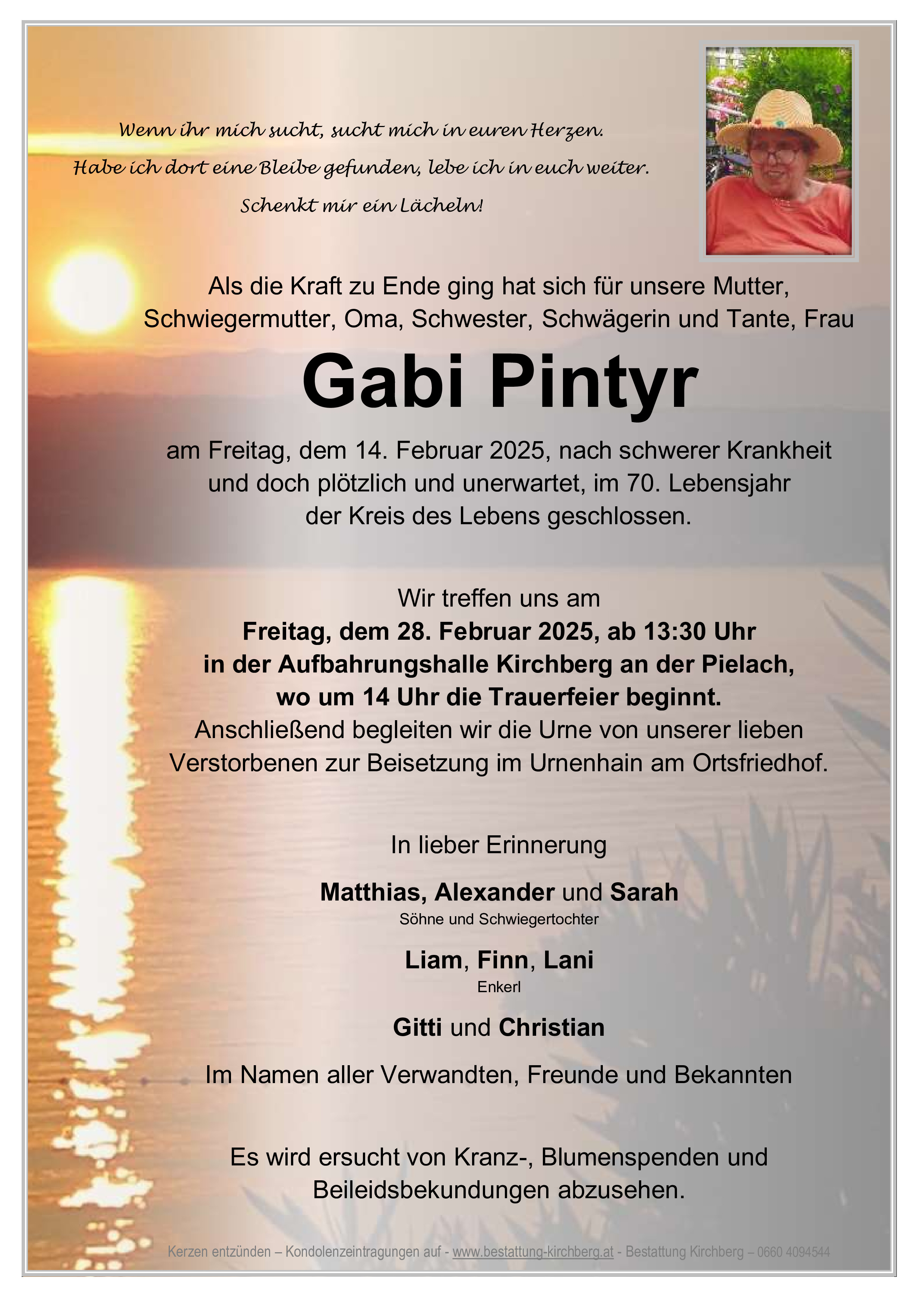 Traueranzeige von Gabriele Pintyr