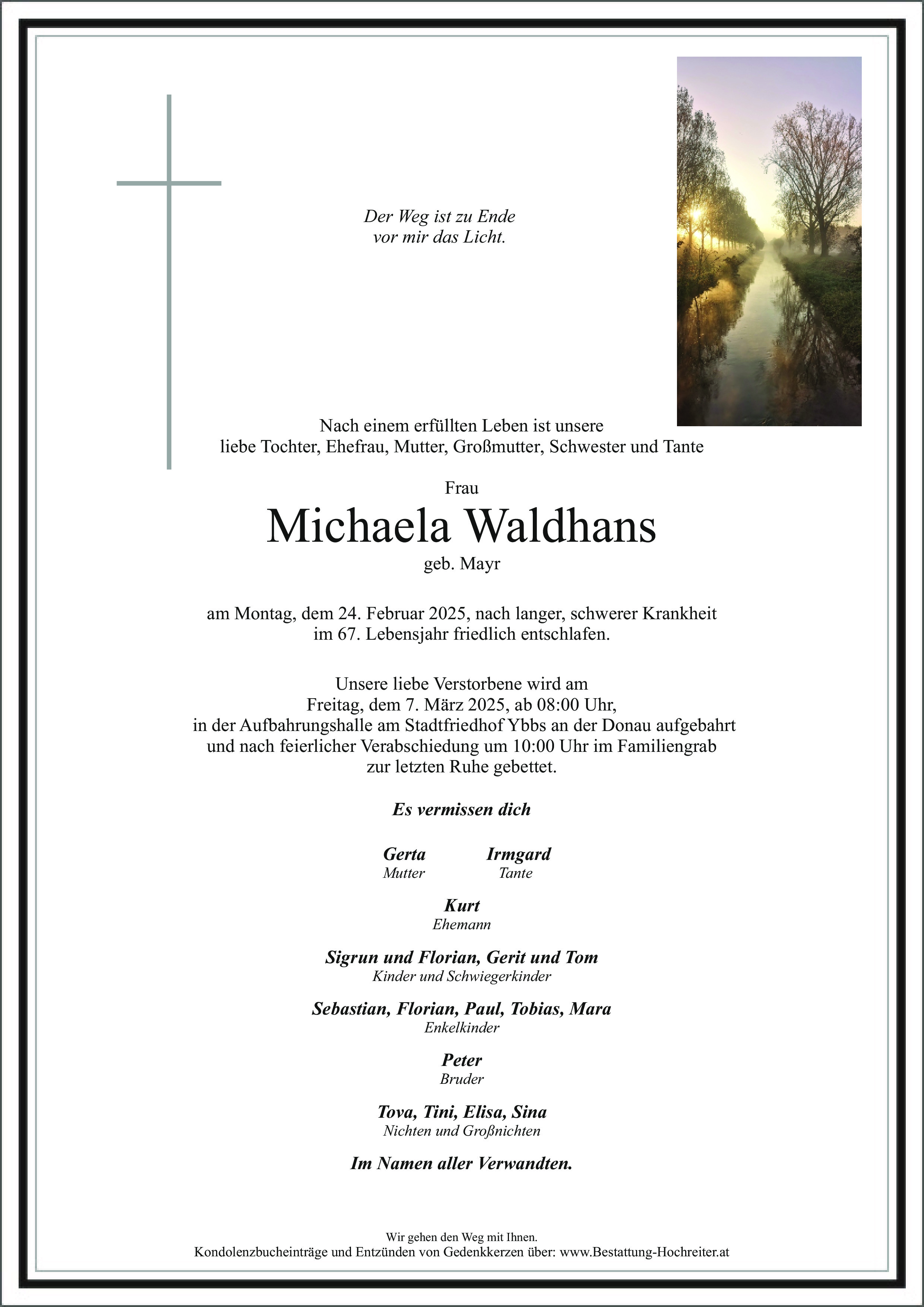Traueranzeige von Michaela Waldhans