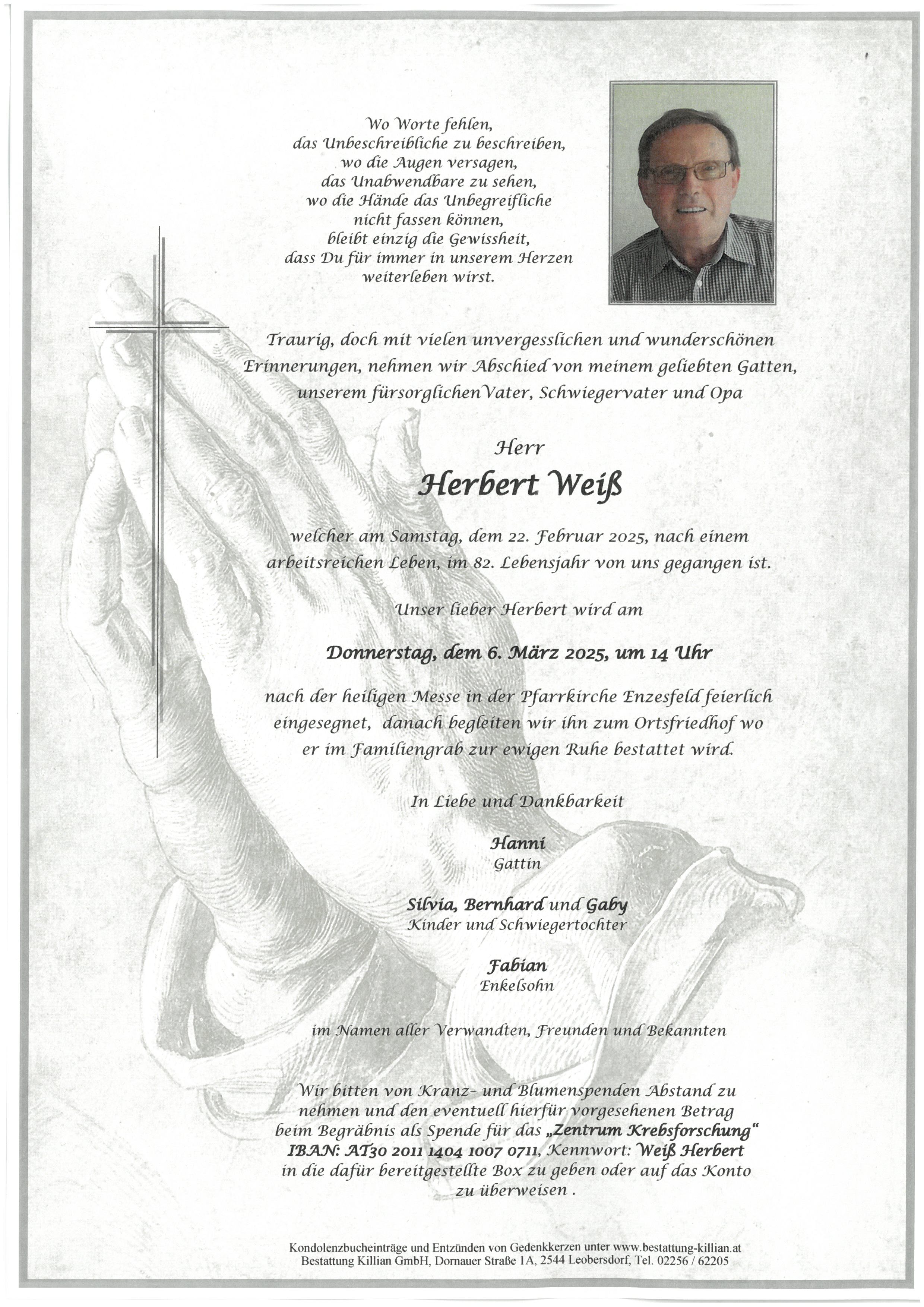 Traueranzeige von Herbert Weiß