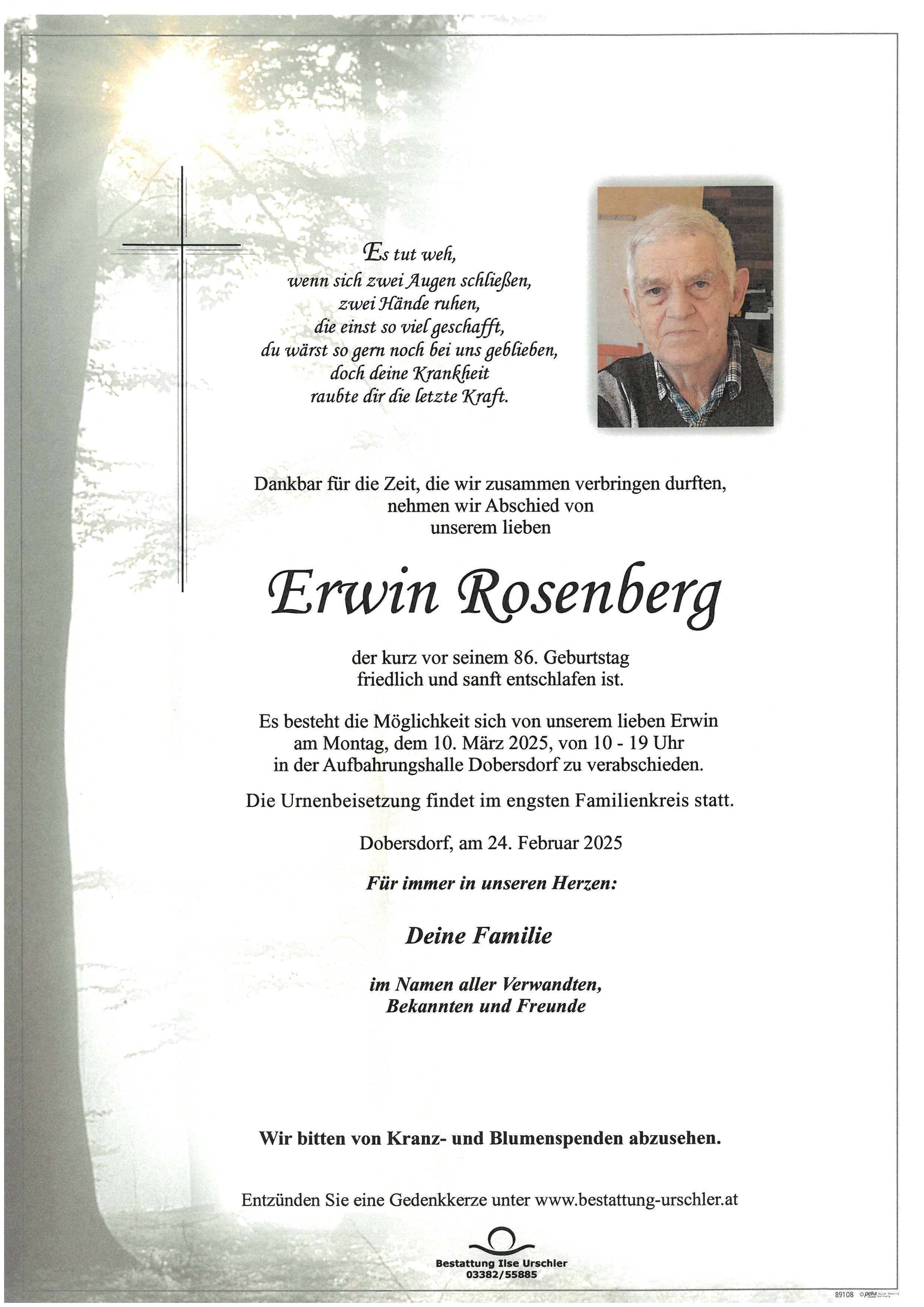 Traueranzeige von Erwin Rosenberg
