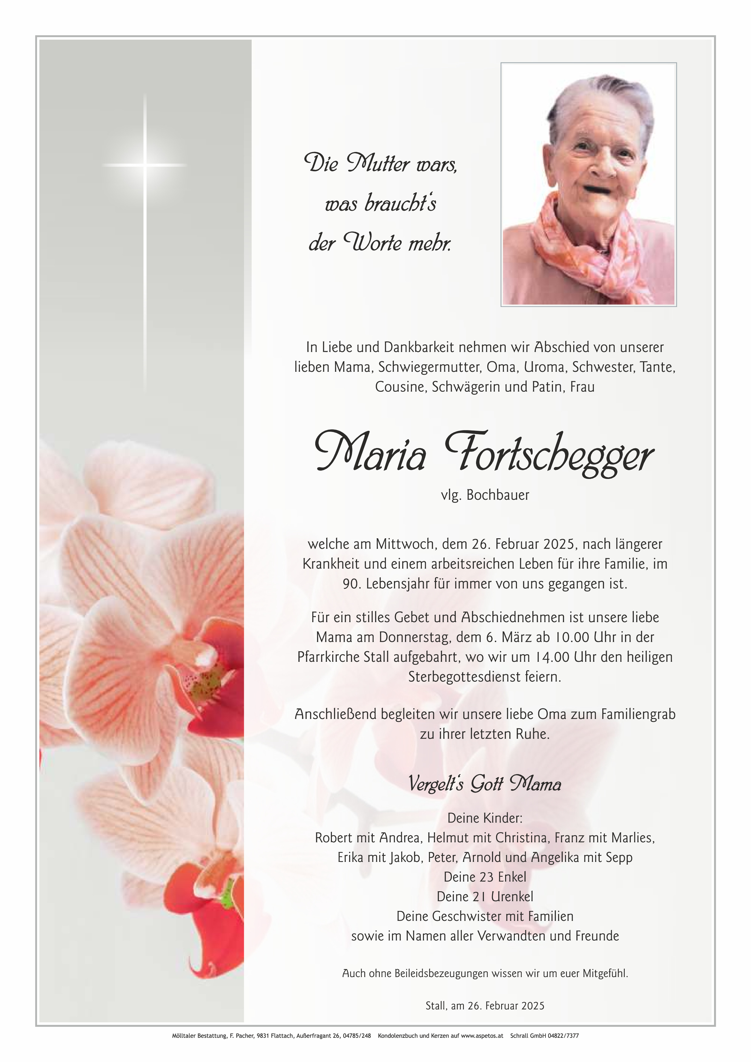 Traueranzeige von Maria Fortschegger