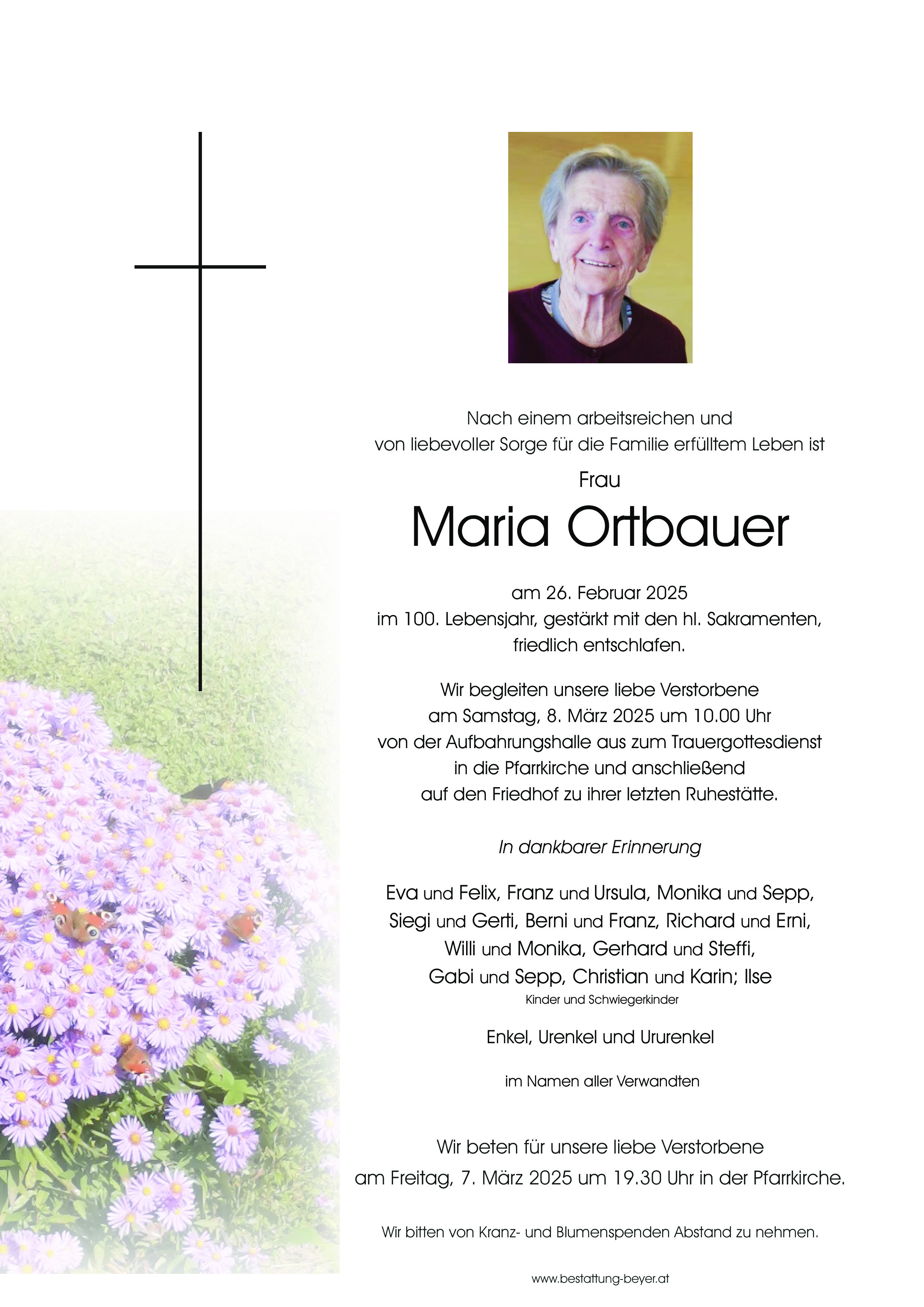 Traueranzeige von Maria Ortbauer
