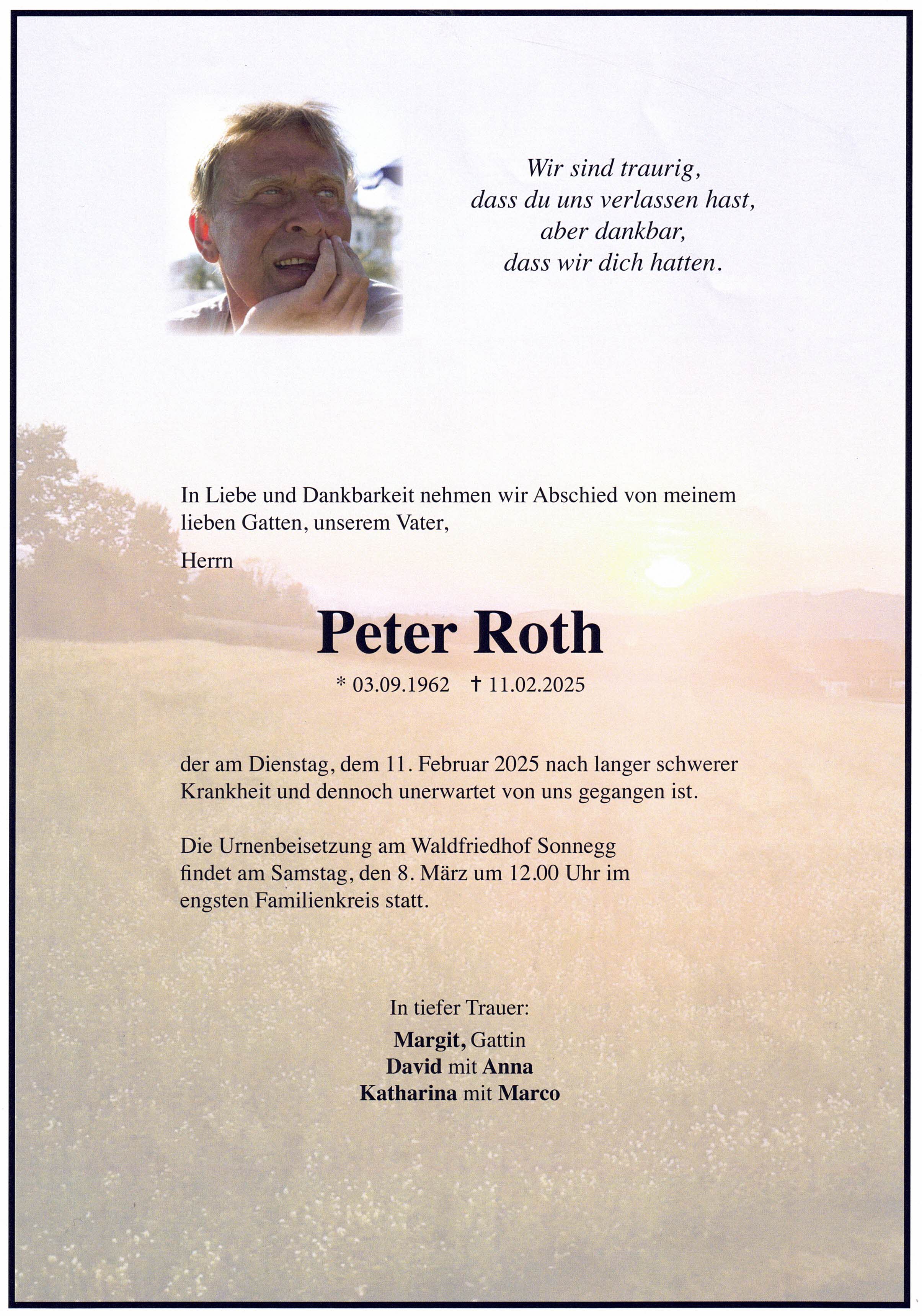 Traueranzeige von Peter Roth