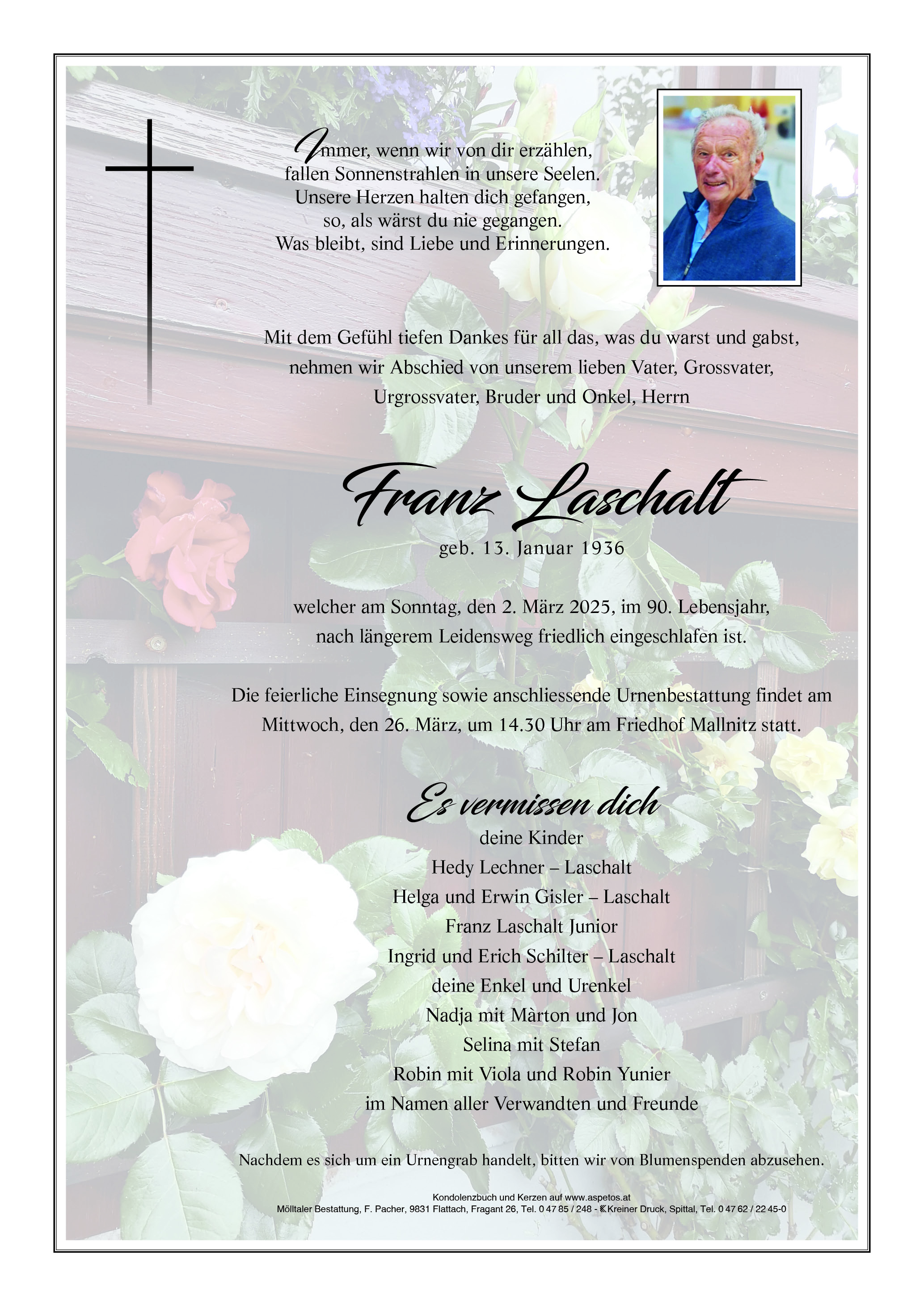 Traueranzeige von Franz Laschalt