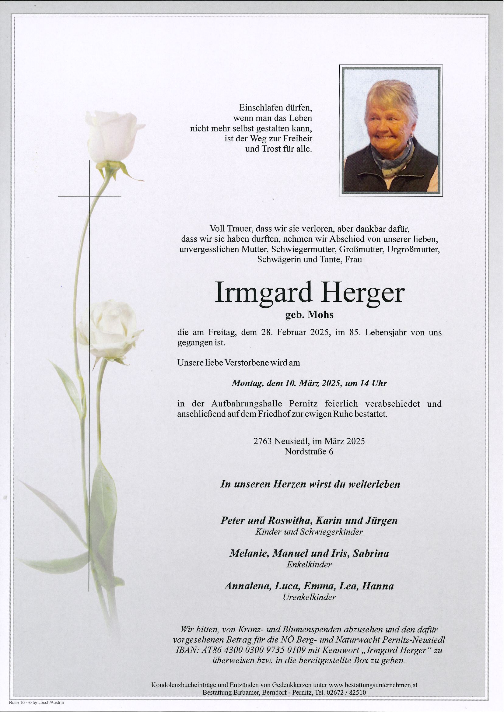 Traueranzeige von Irmgard Herger