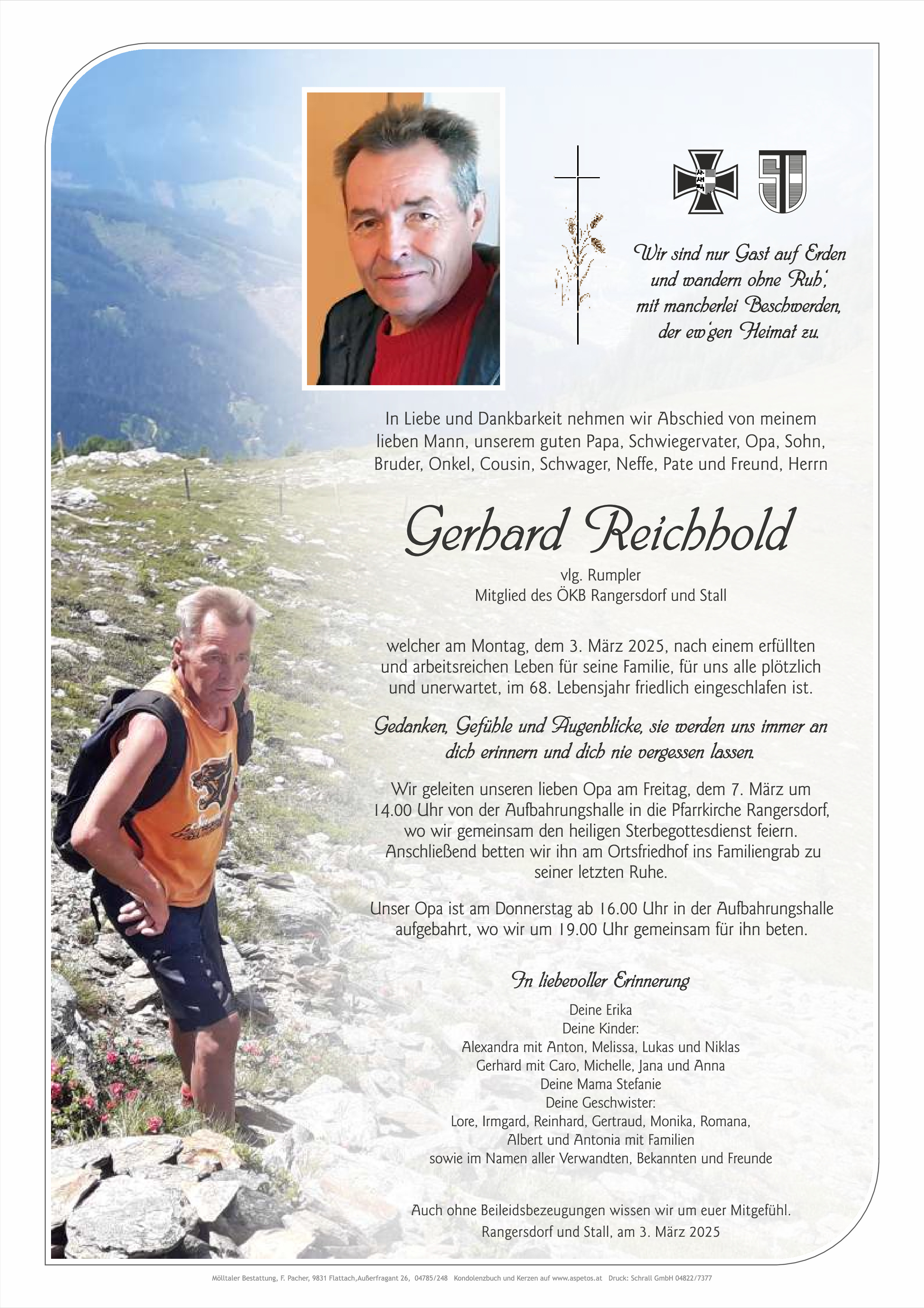 Traueranzeige von Gerhard Reichhold