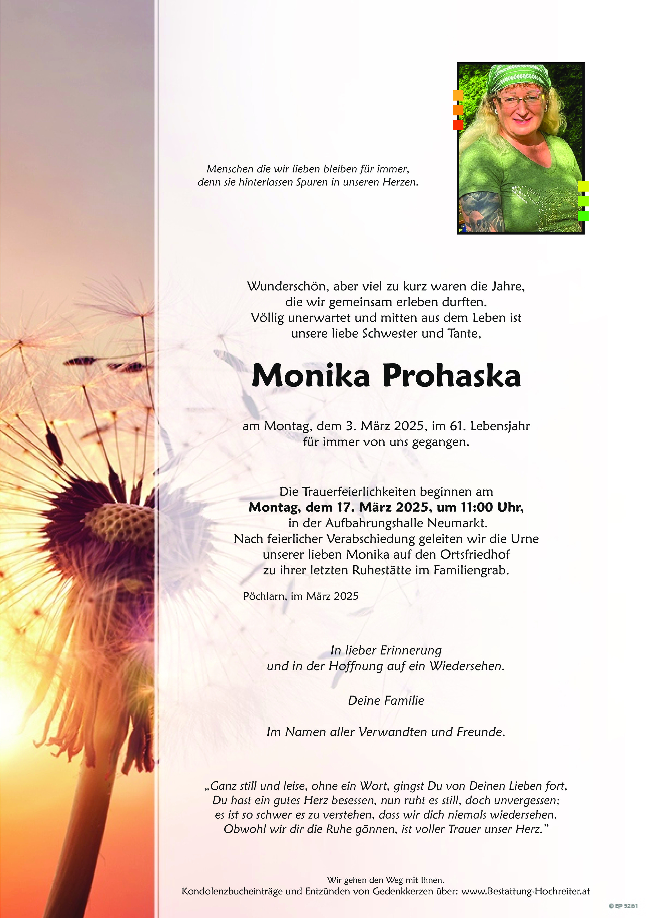 Traueranzeige von Monika Prohaska