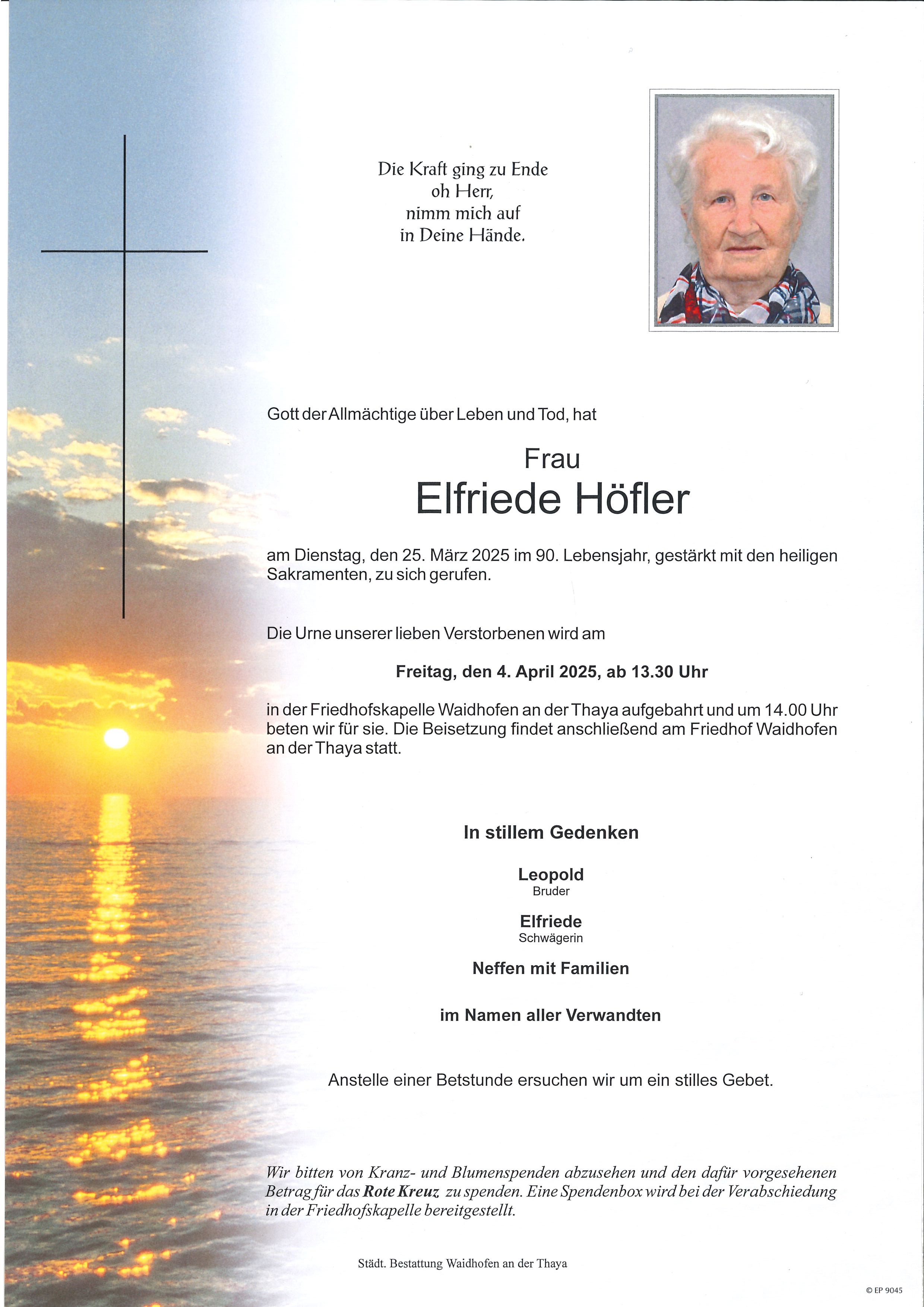 Traueranzeige von Elfriede Höfler