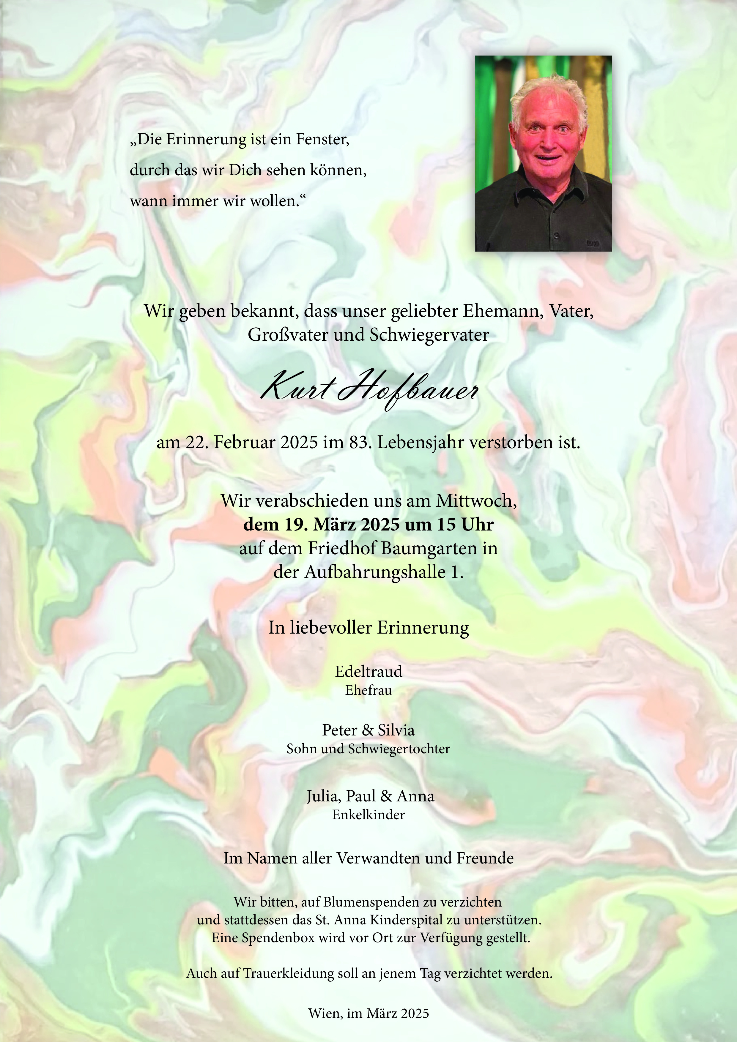 Traueranzeige von Kurt Hofbauer