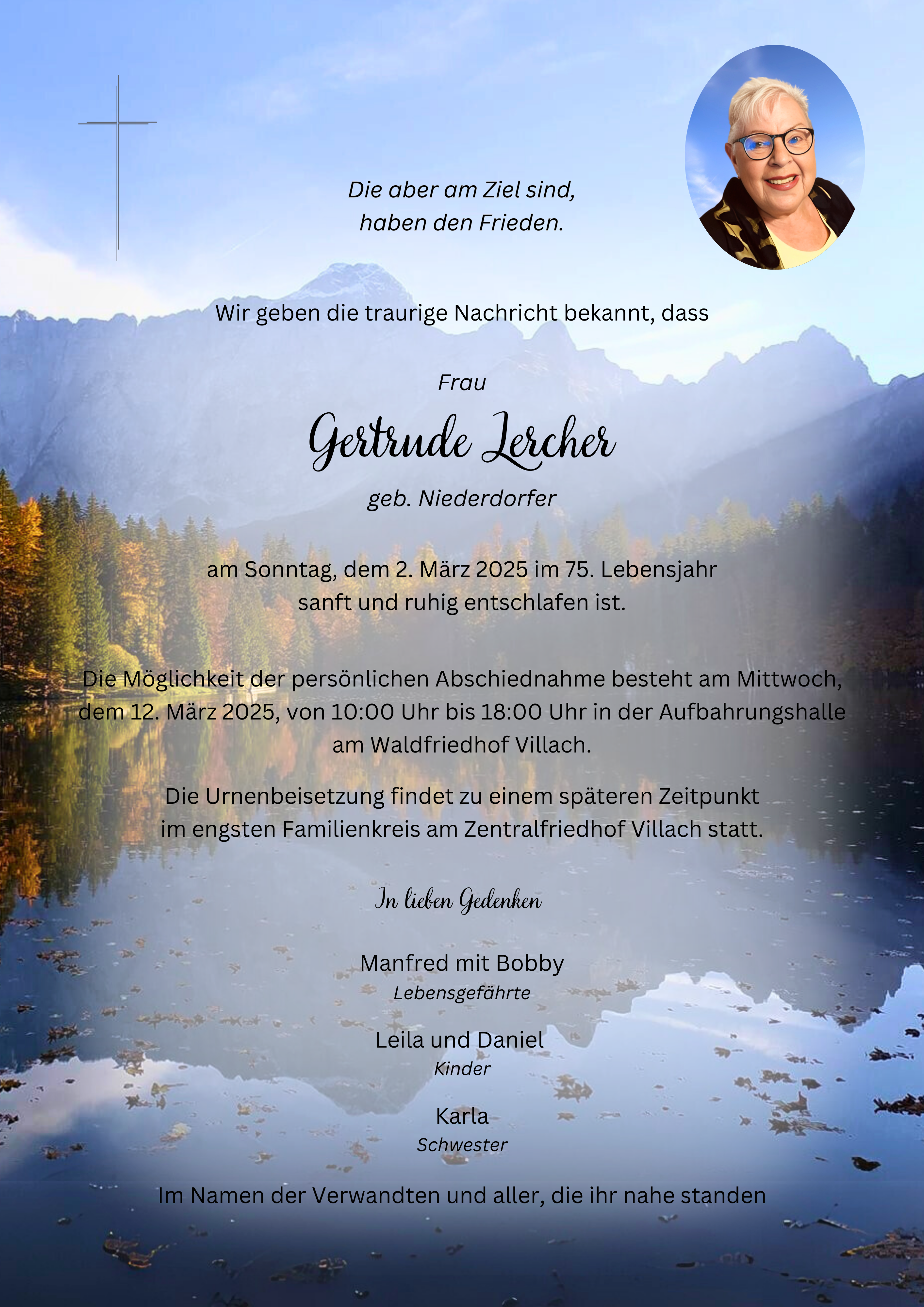 Traueranzeige von Gertrude Lercher