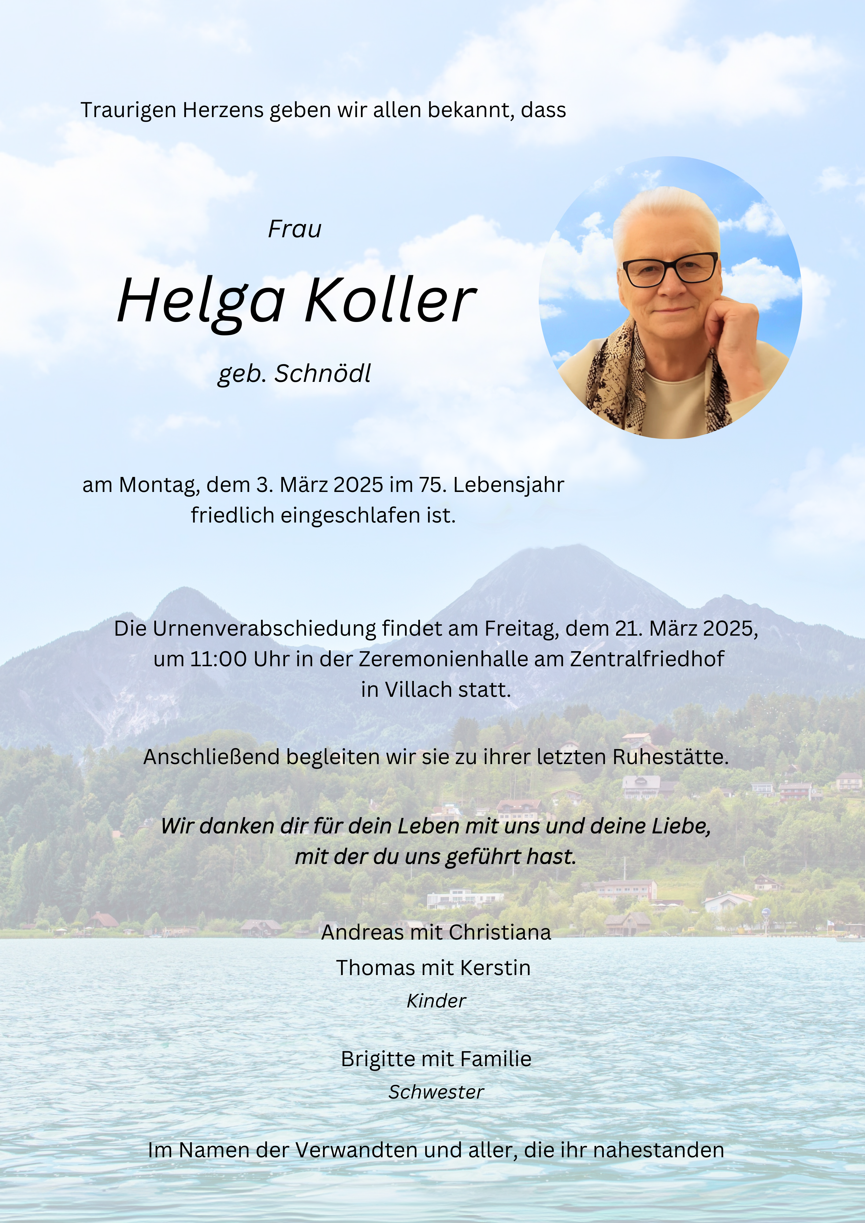 Traueranzeige von Helga Koller