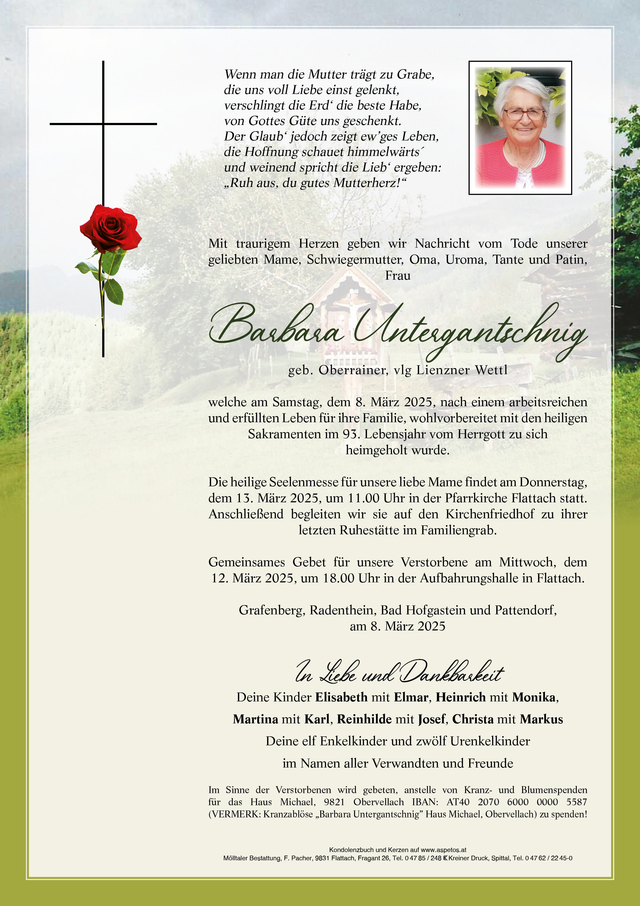 Traueranzeige von Barbara Untergantschnig