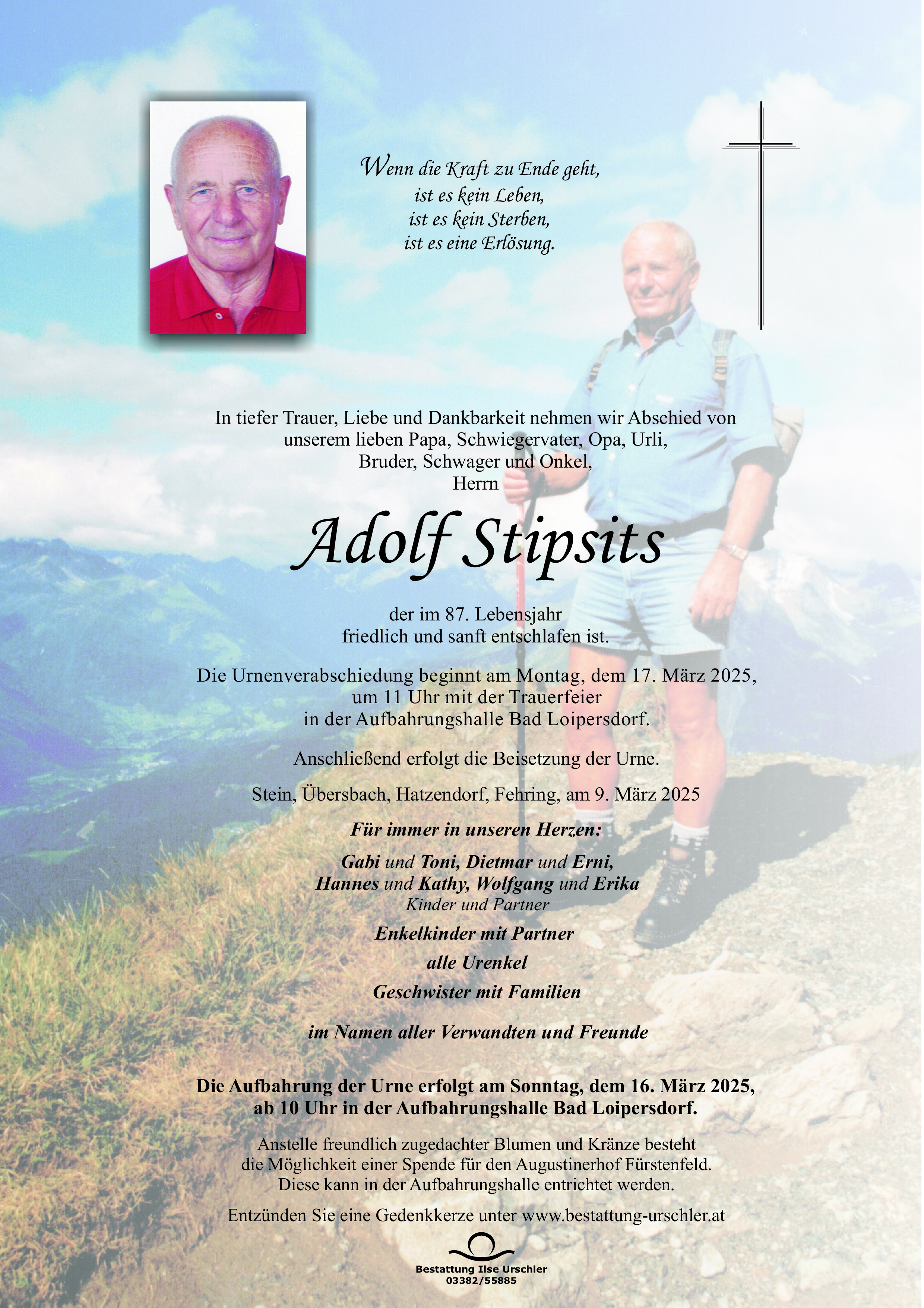 Traueranzeige von Adolf Stipsits
