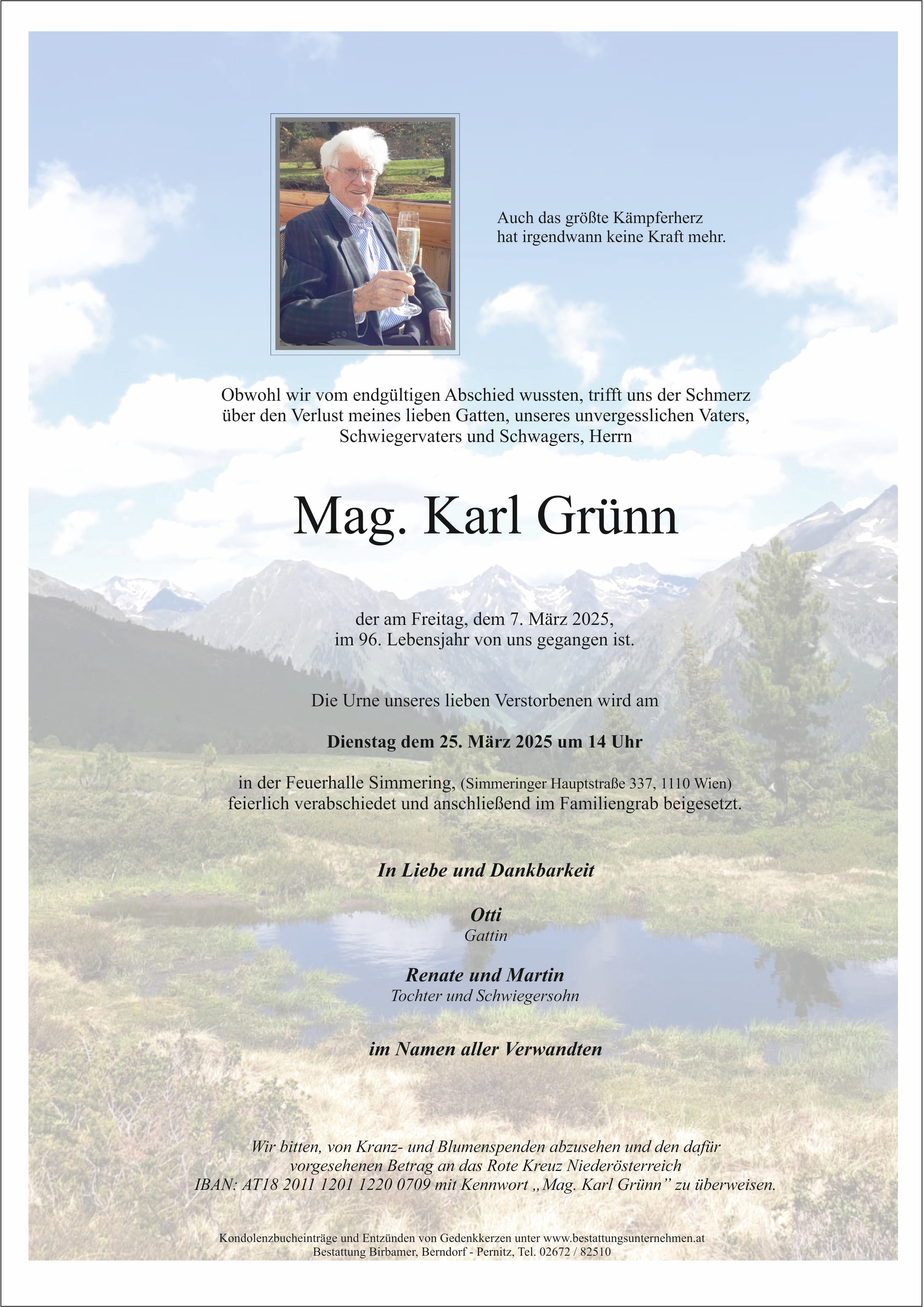 Traueranzeige von Mag. Karl Grünn