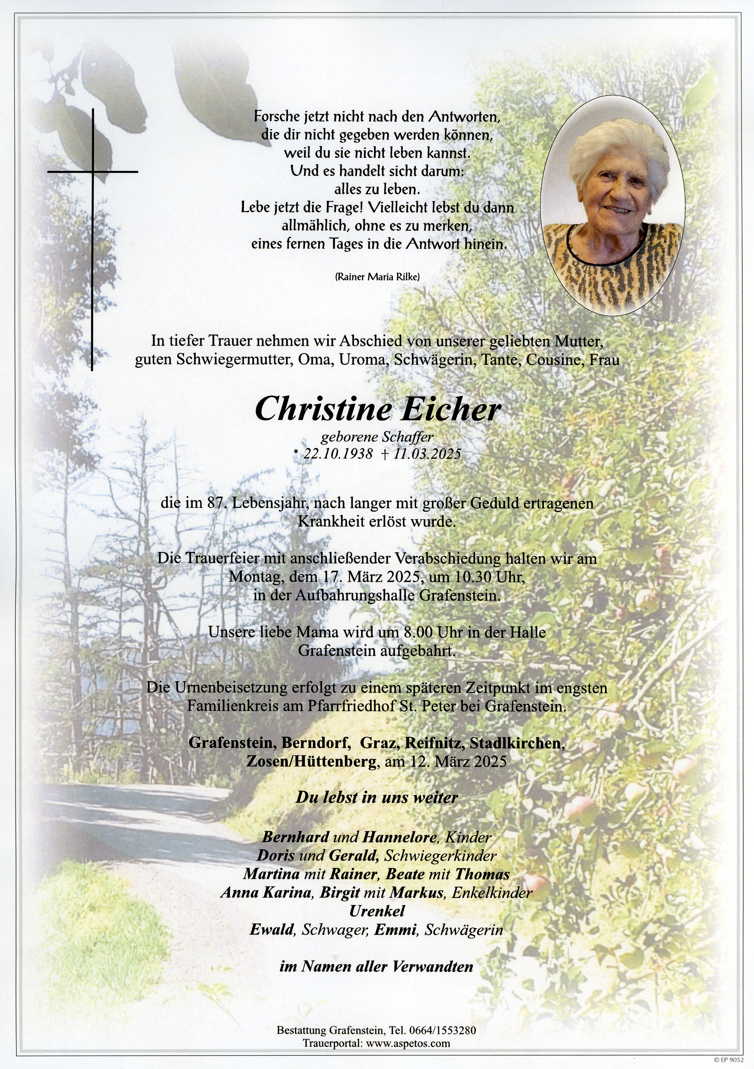 Traueranzeige von Christine Eicher