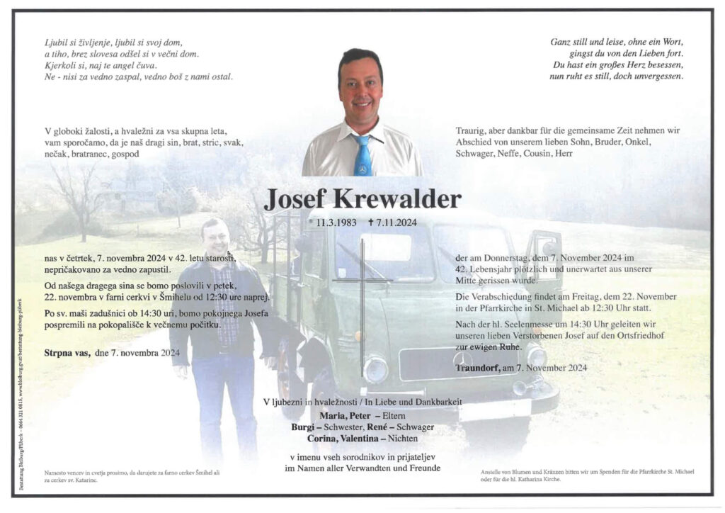 Traueranzeige von Josef Krewalder