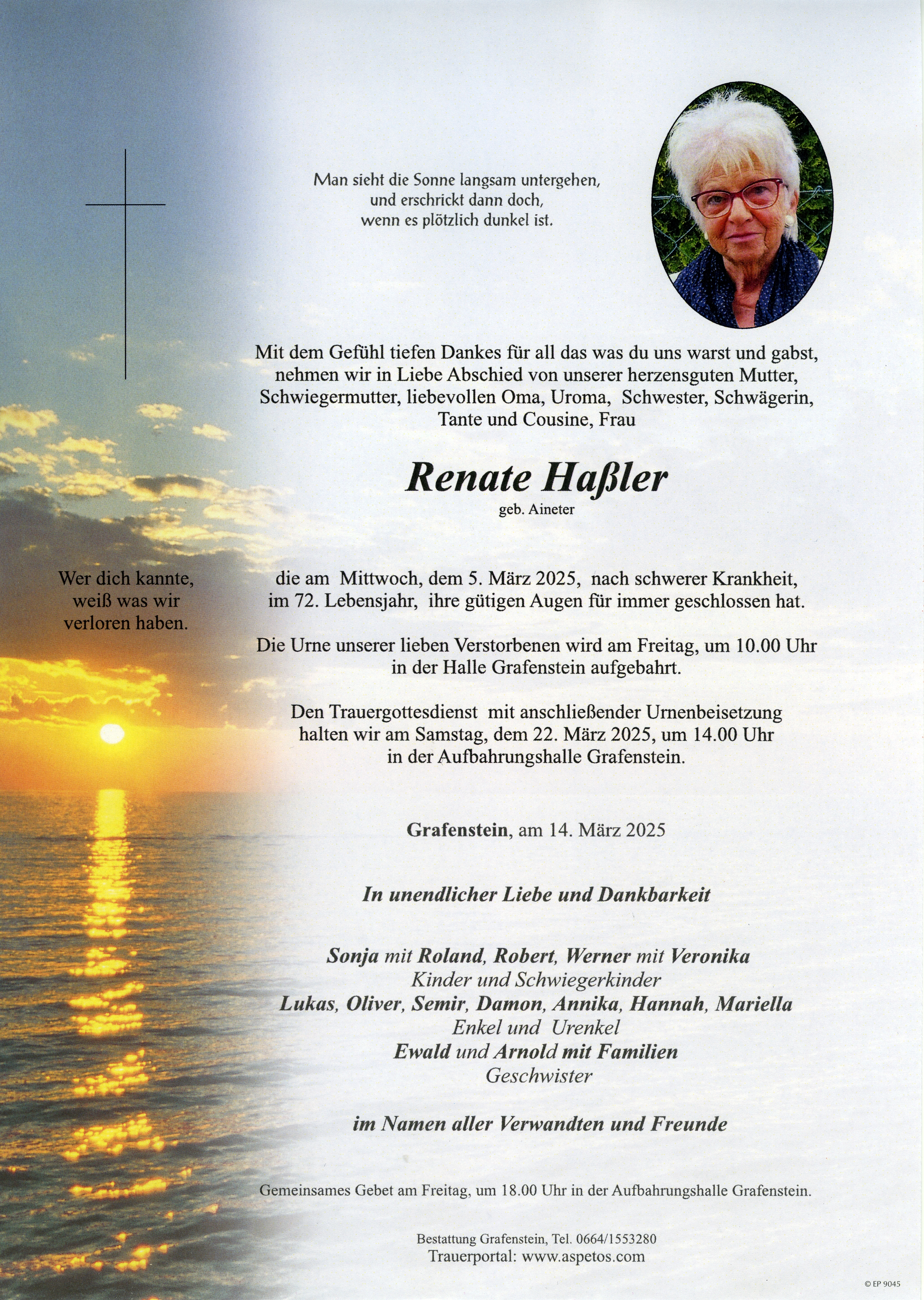 Traueranzeige von Renate Haßler