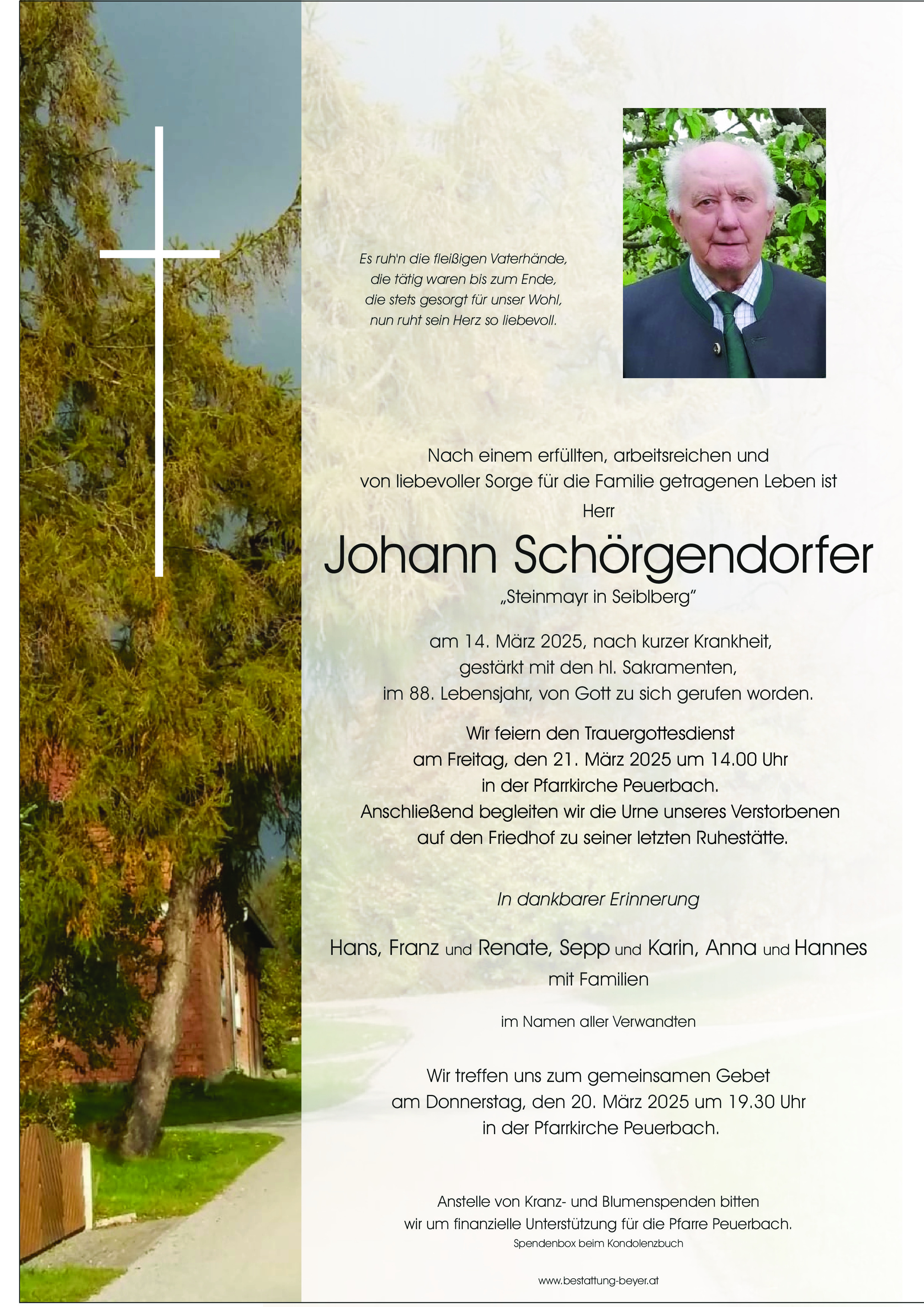 Traueranzeige von Johann Schörgendorfer
