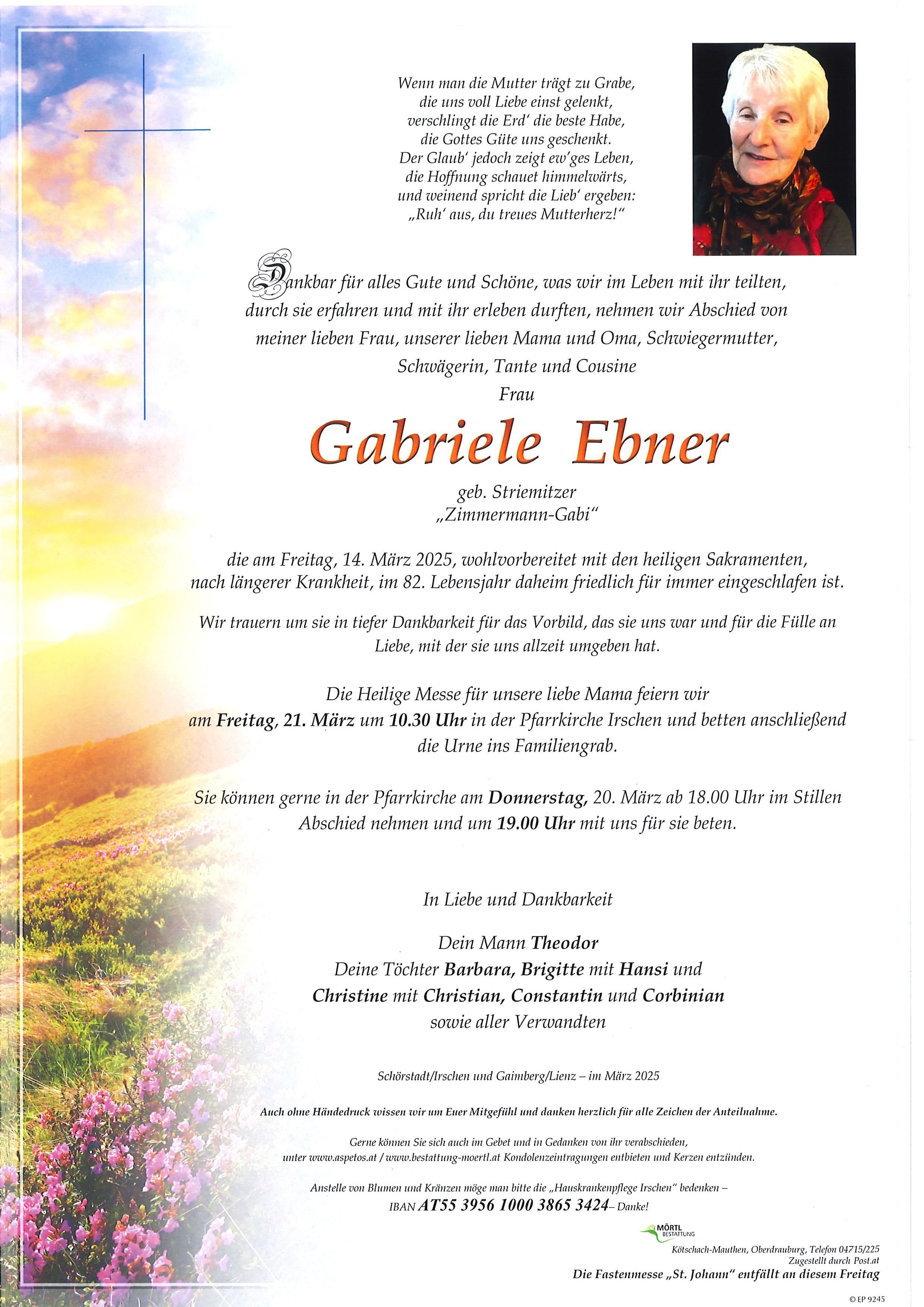 Traueranzeige von Gabriele Ebner