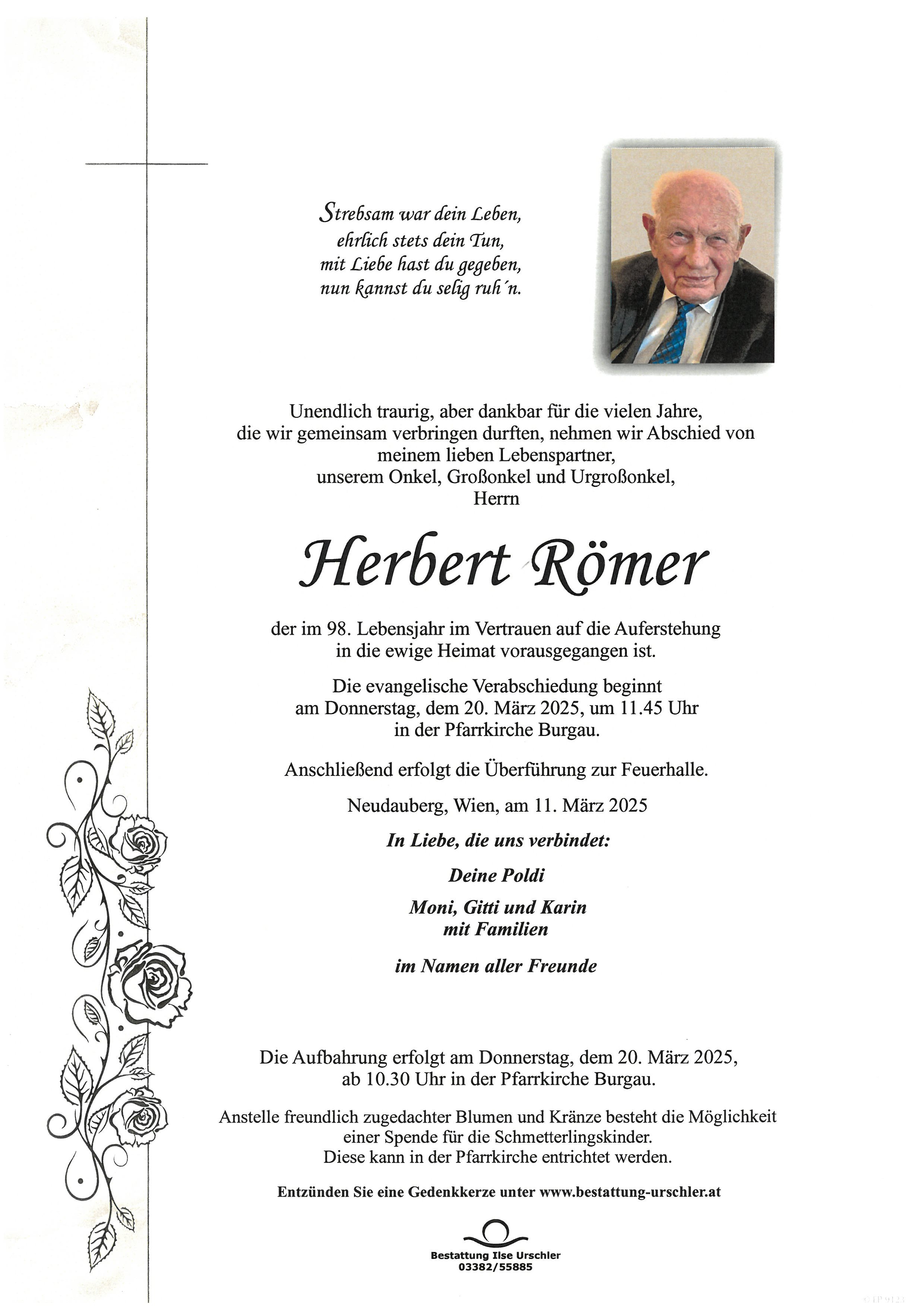 Traueranzeige von Herbert Römer