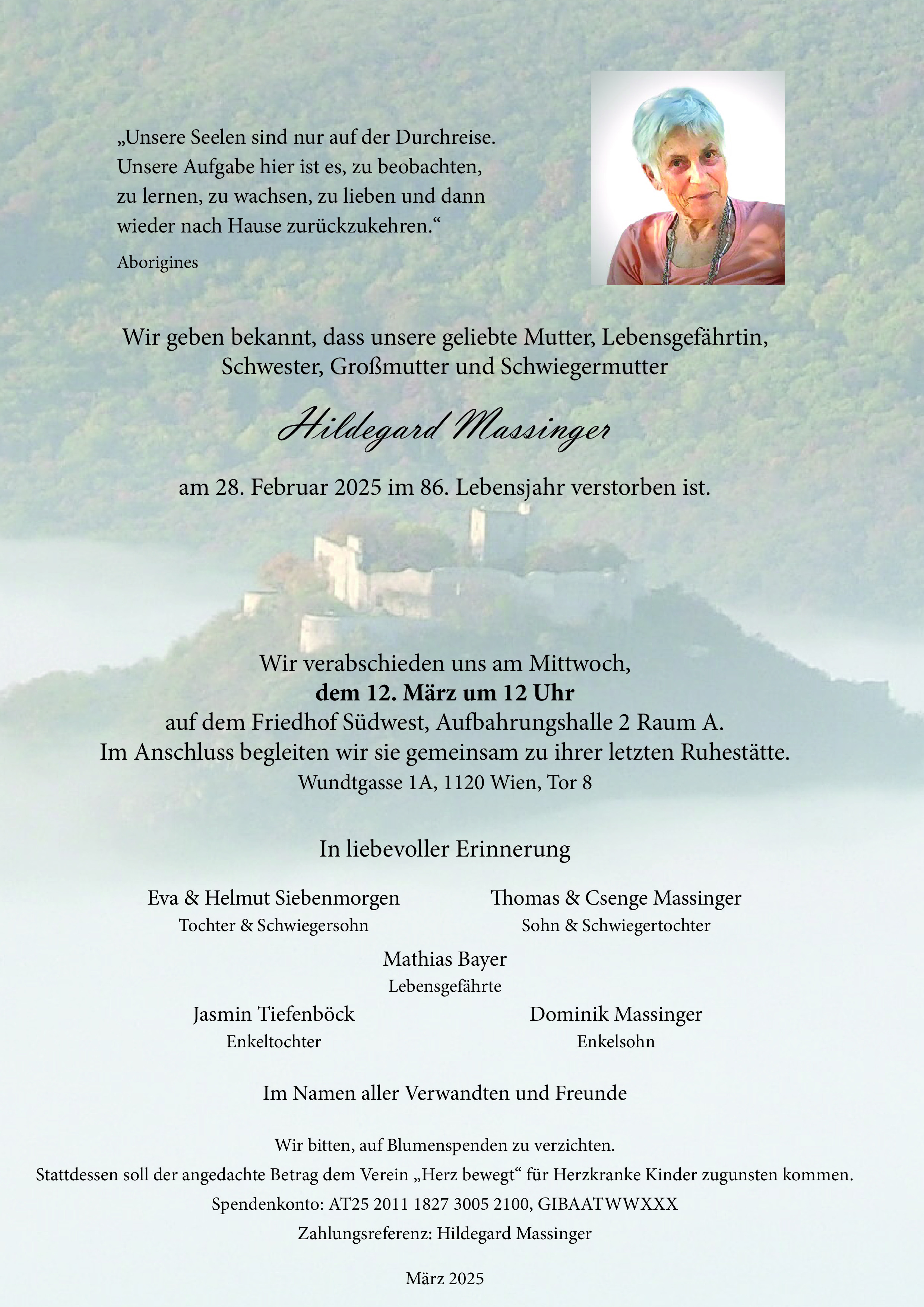 Traueranzeige von Hildegard Massinger