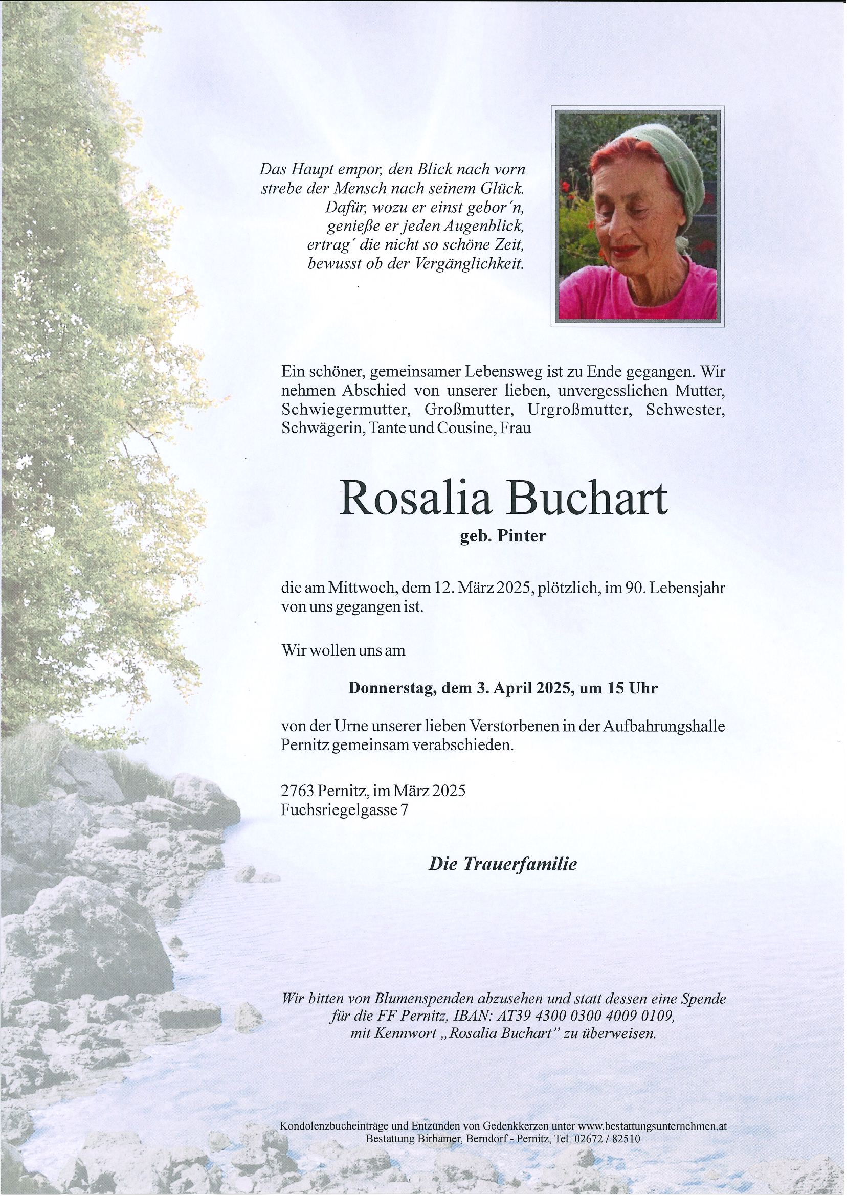 Traueranzeige von Rosalia Buchart