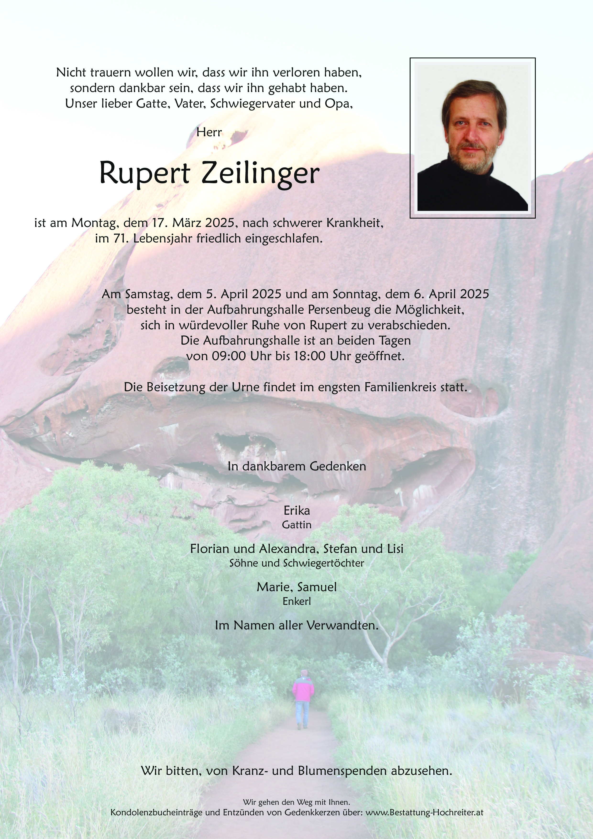 Traueranzeige von Zeilinger Rupert