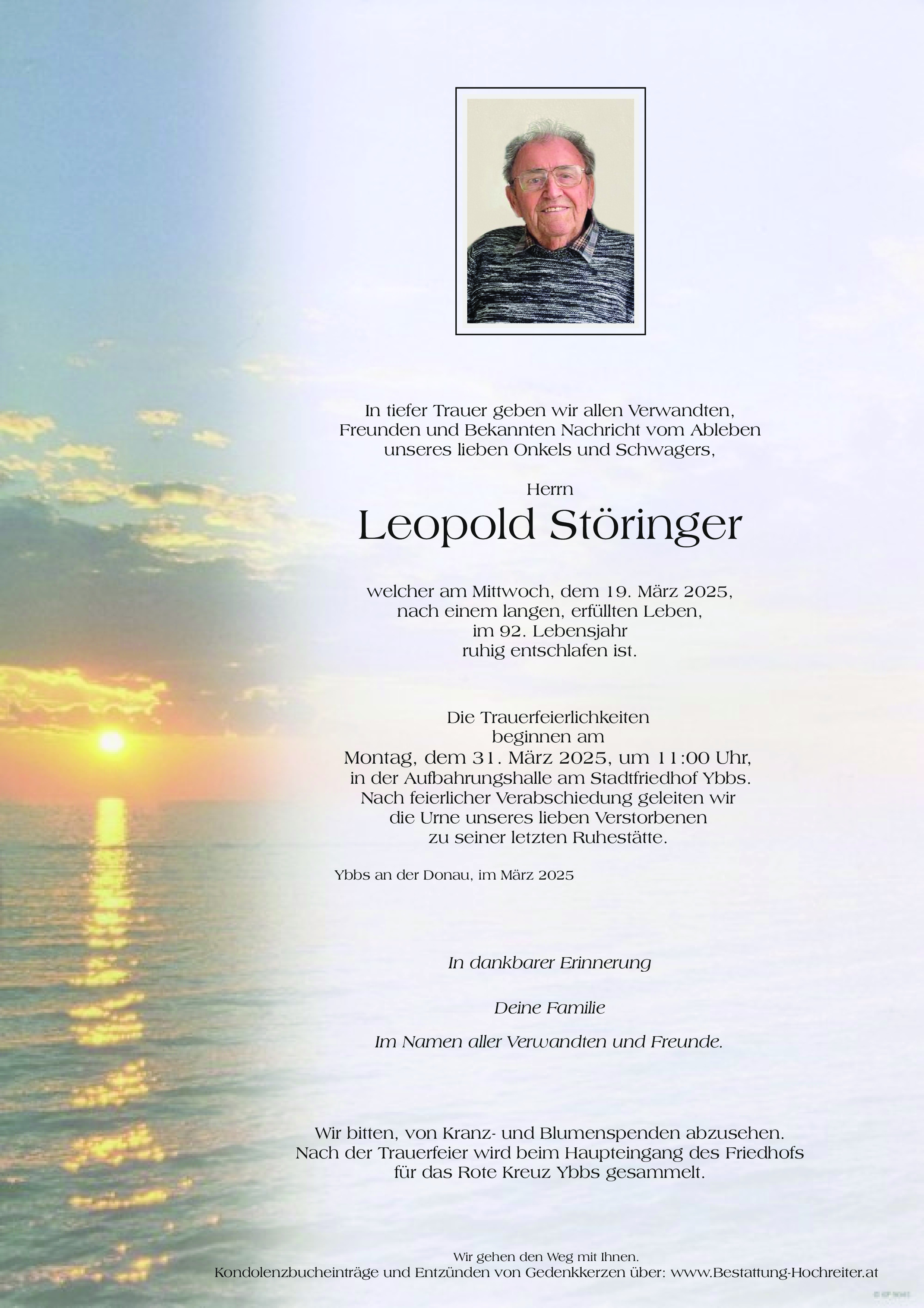 Traueranzeige von Leopold Störinger