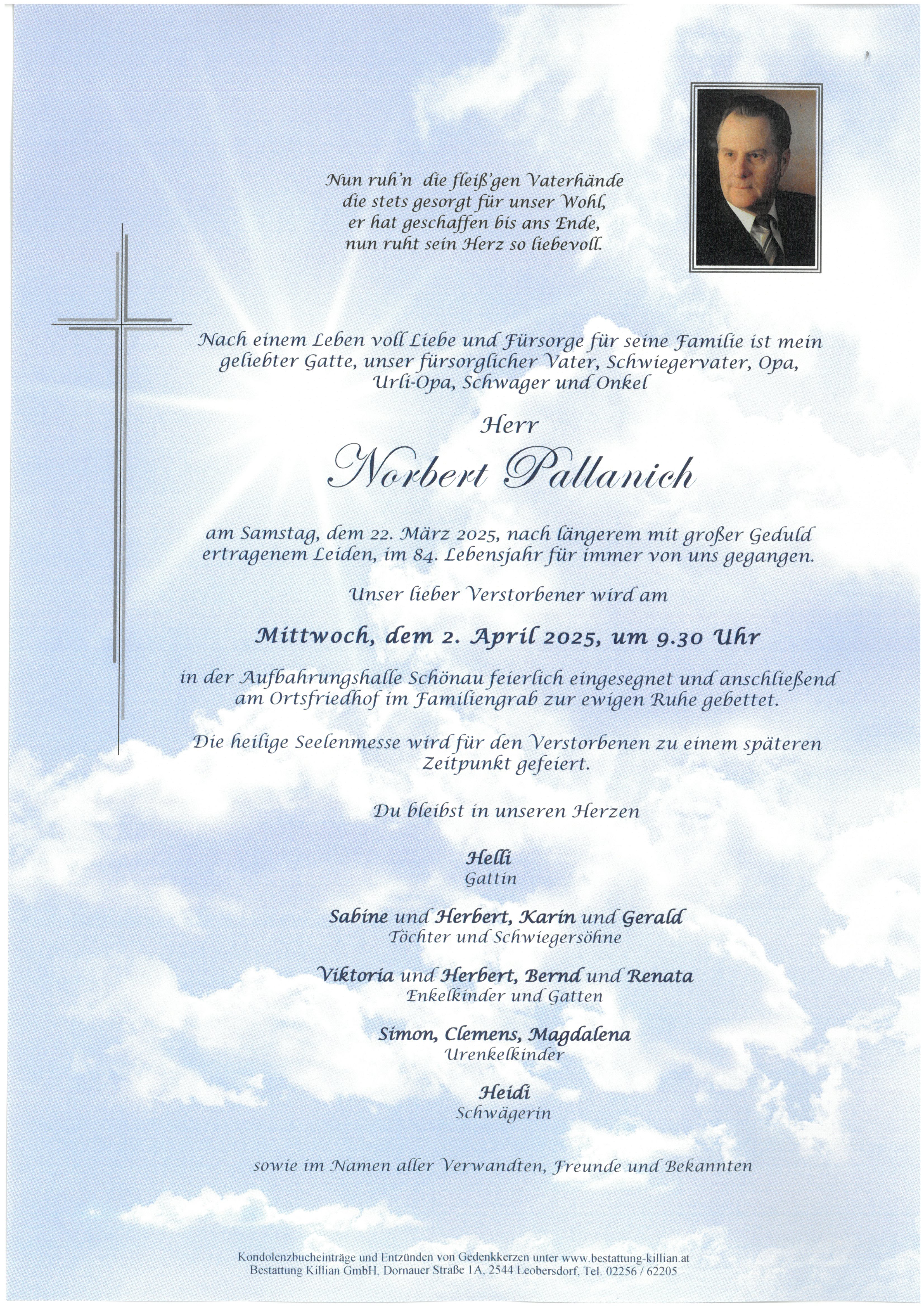 Traueranzeige von Norbert Pallanich