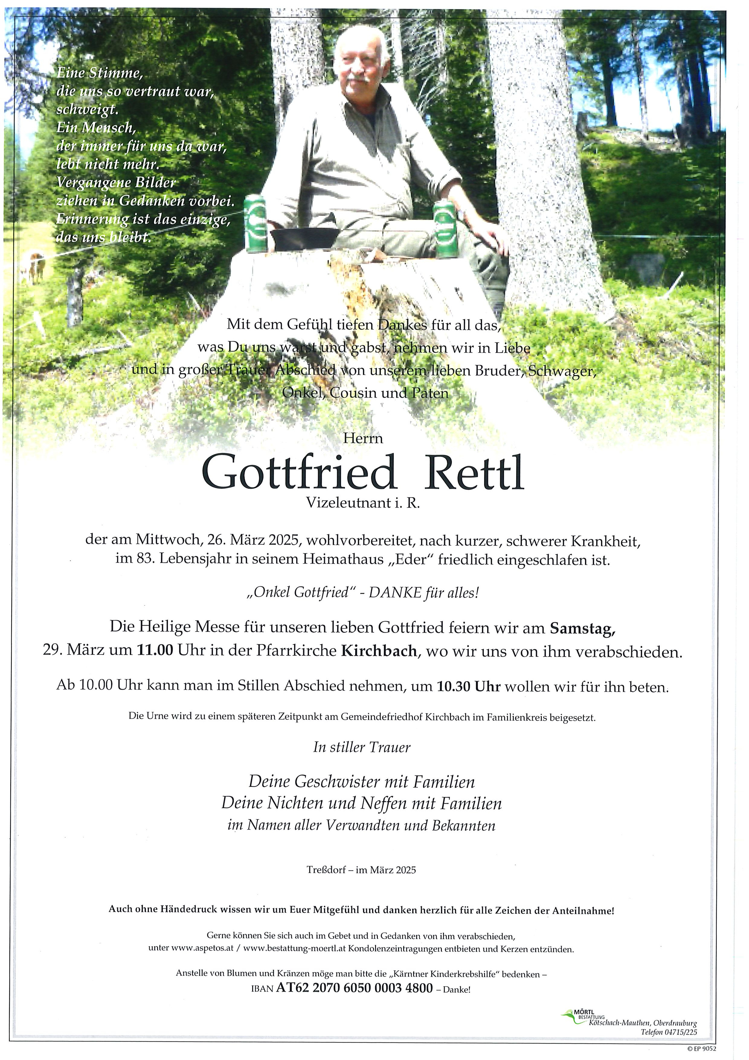 Traueranzeige von Gottfried Rettl
