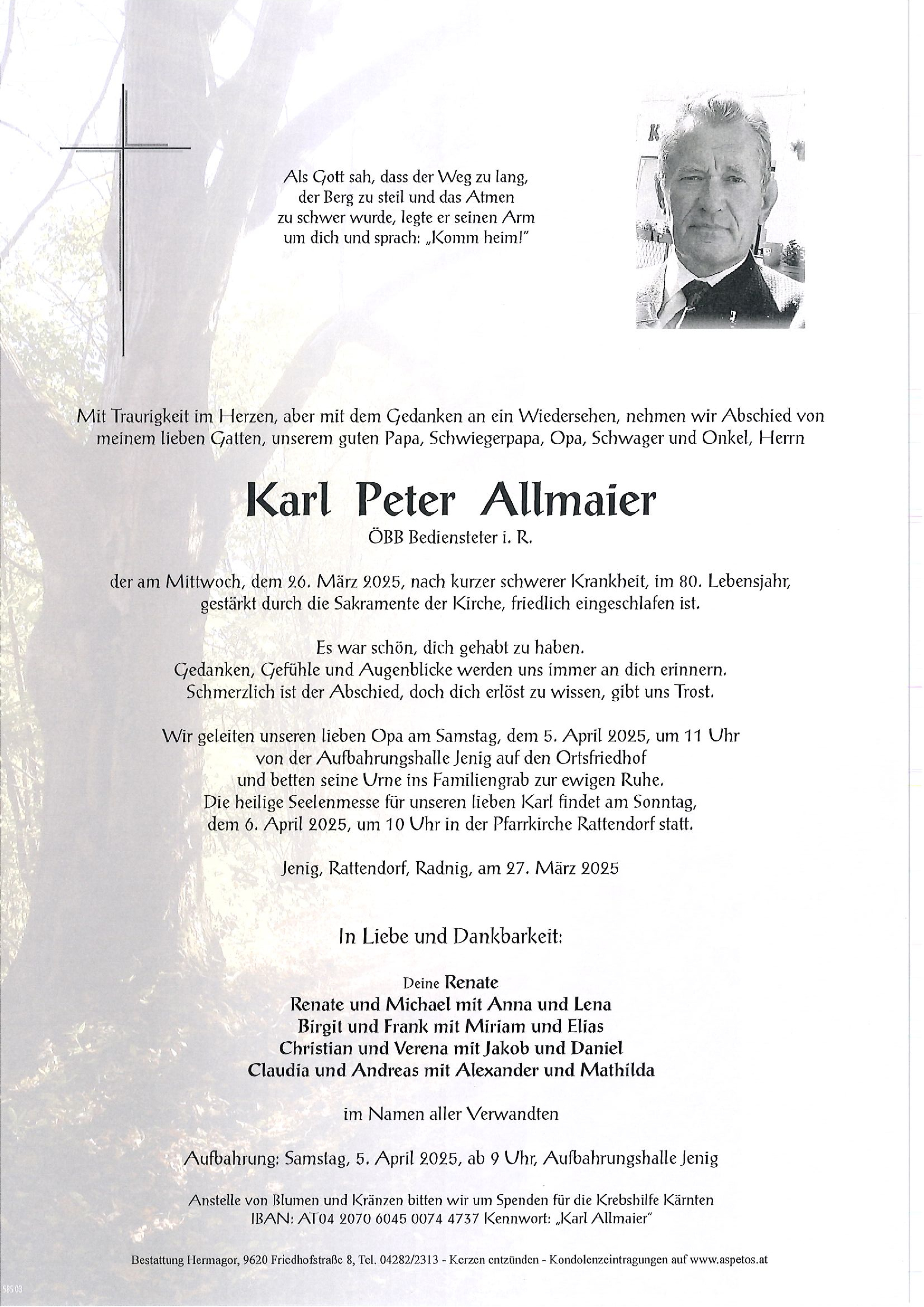 Traueranzeige von Allmaier Karl
