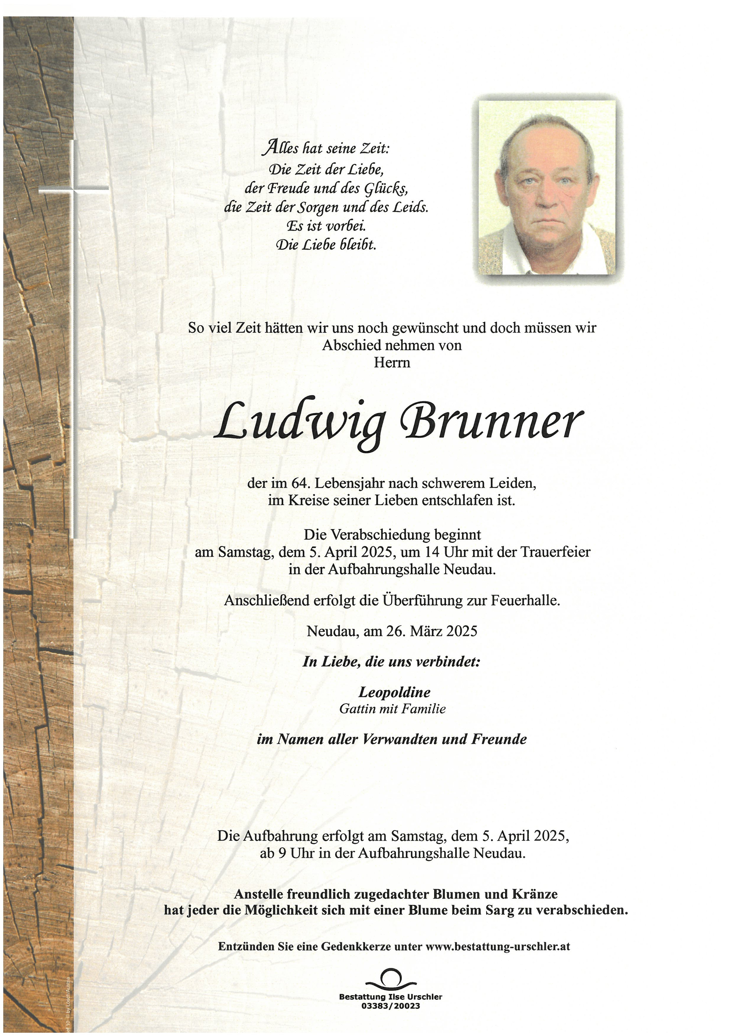 Traueranzeige von Ludwig Brunner
