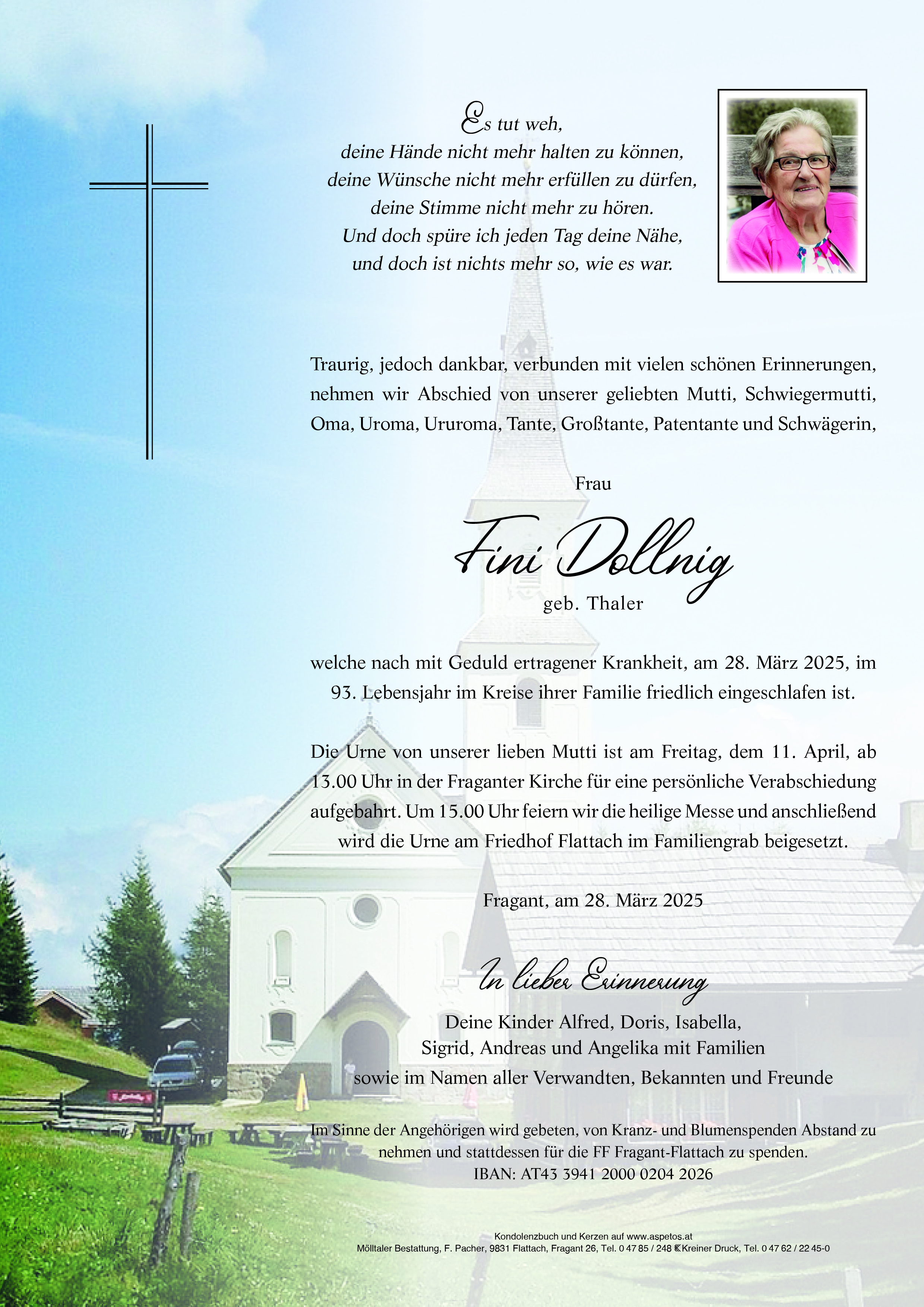Traueranzeige von Josefine Dollnig