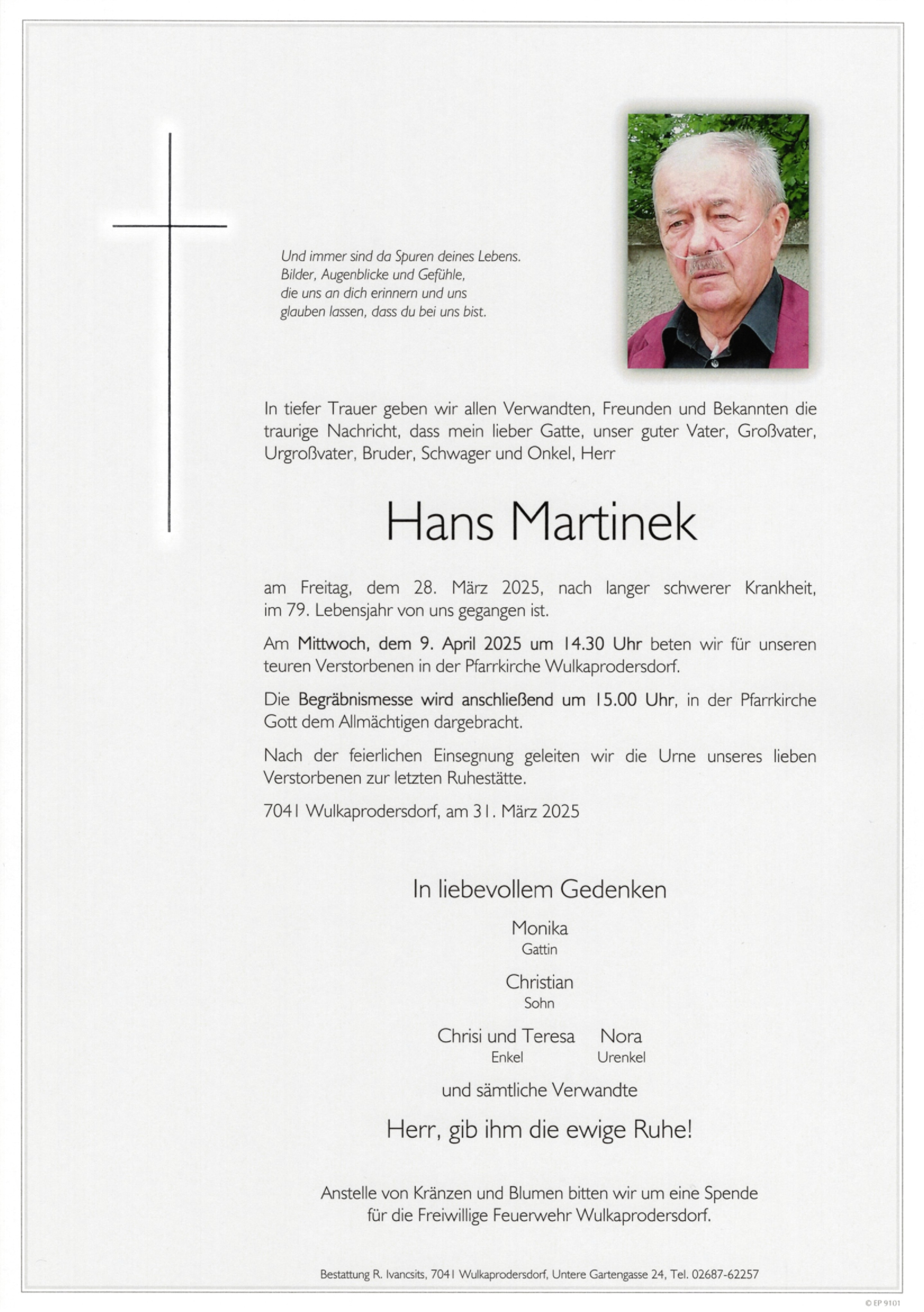 Traueranzeige von Hans Martinek