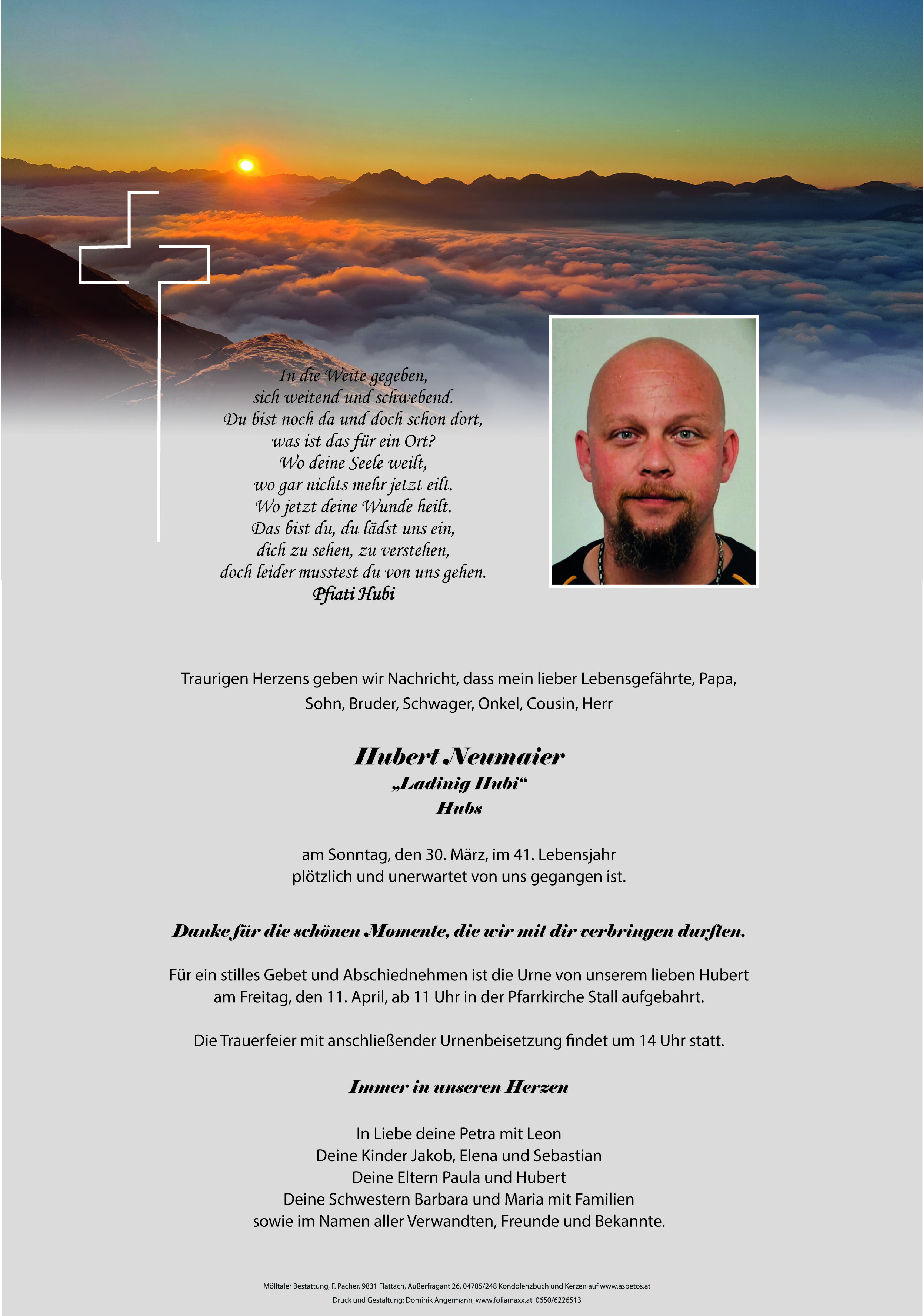 Traueranzeige von Hubert Neumaier