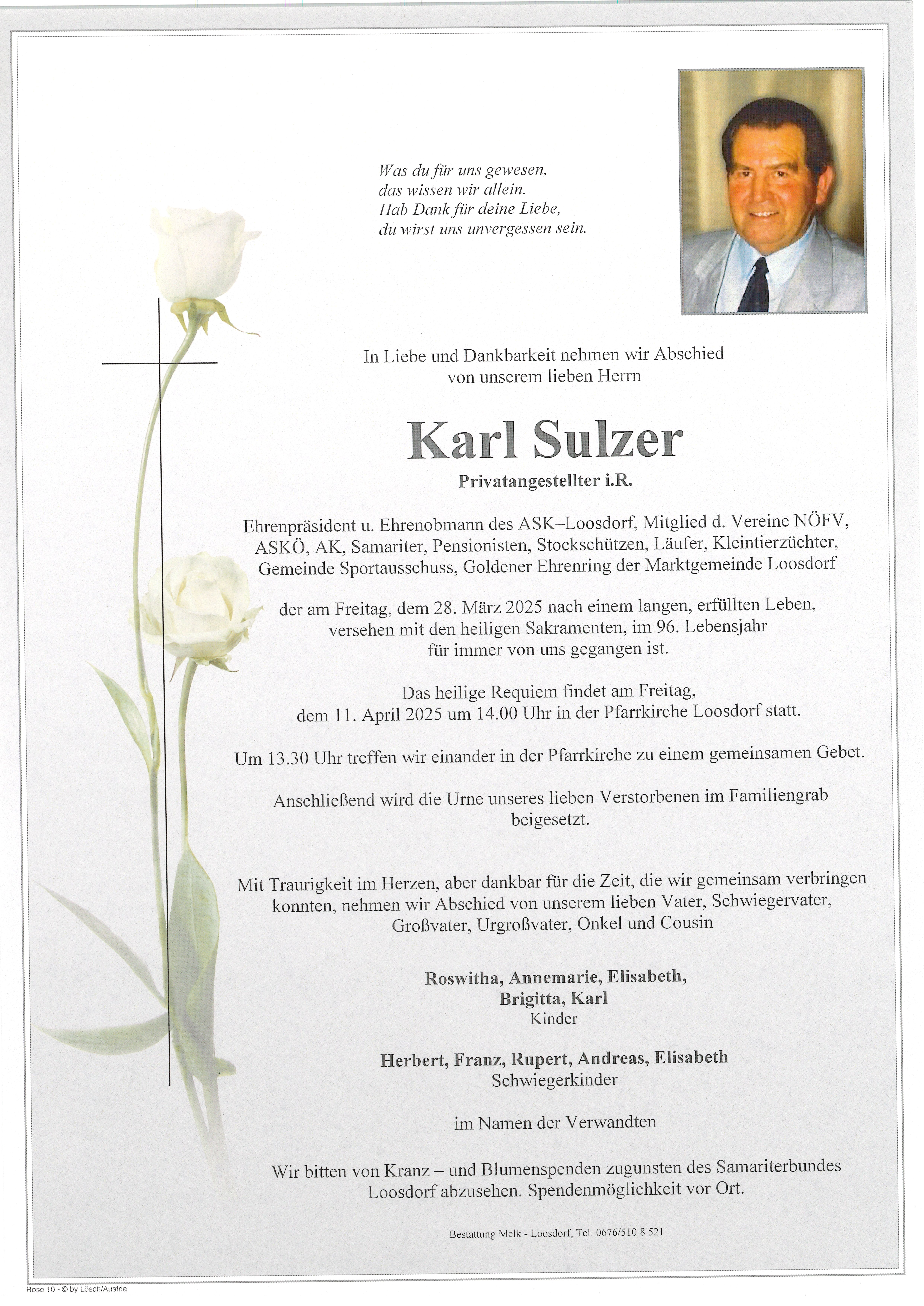 Traueranzeige von Karl Sulzer