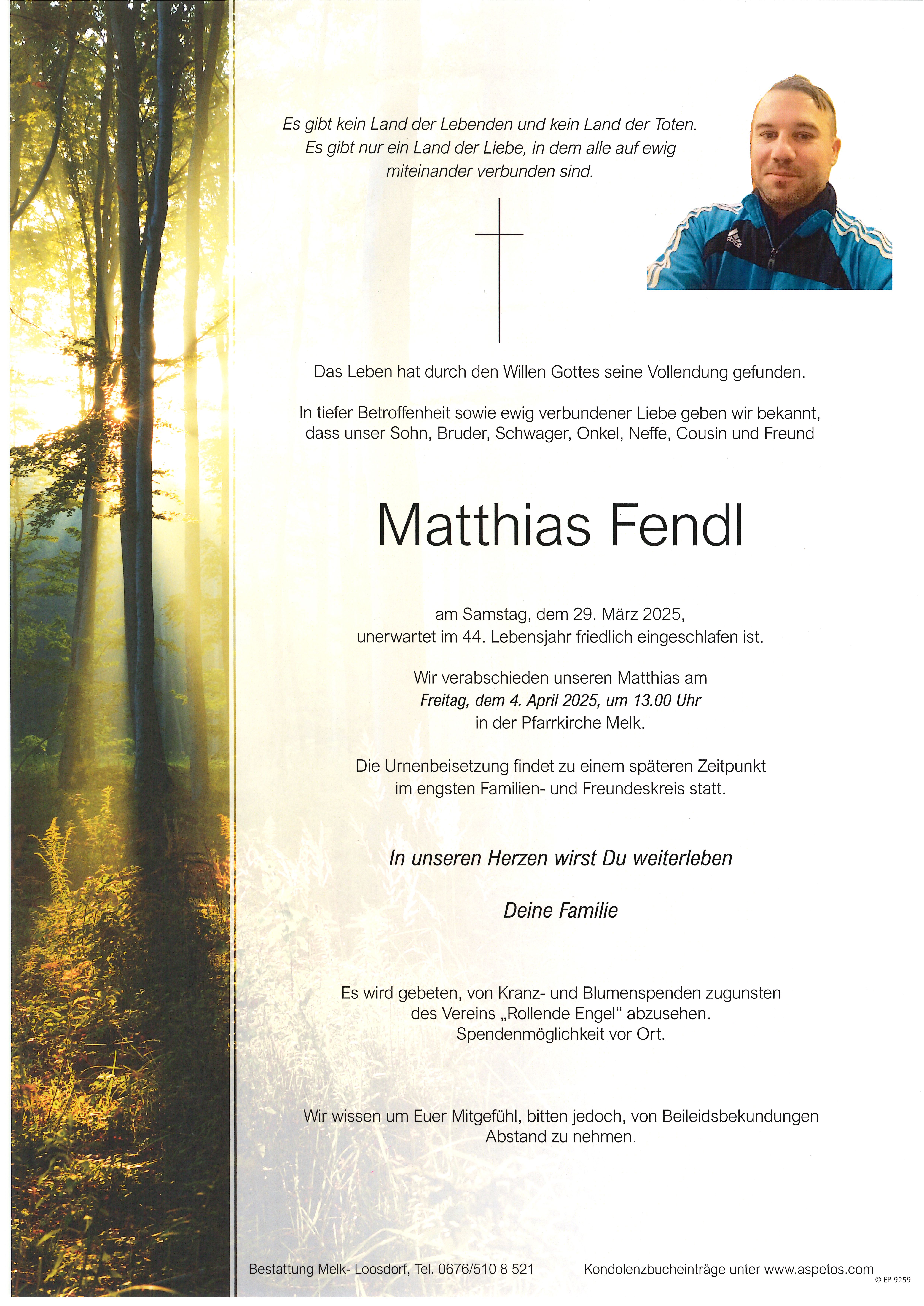 Traueranzeige von Matthias Fendl