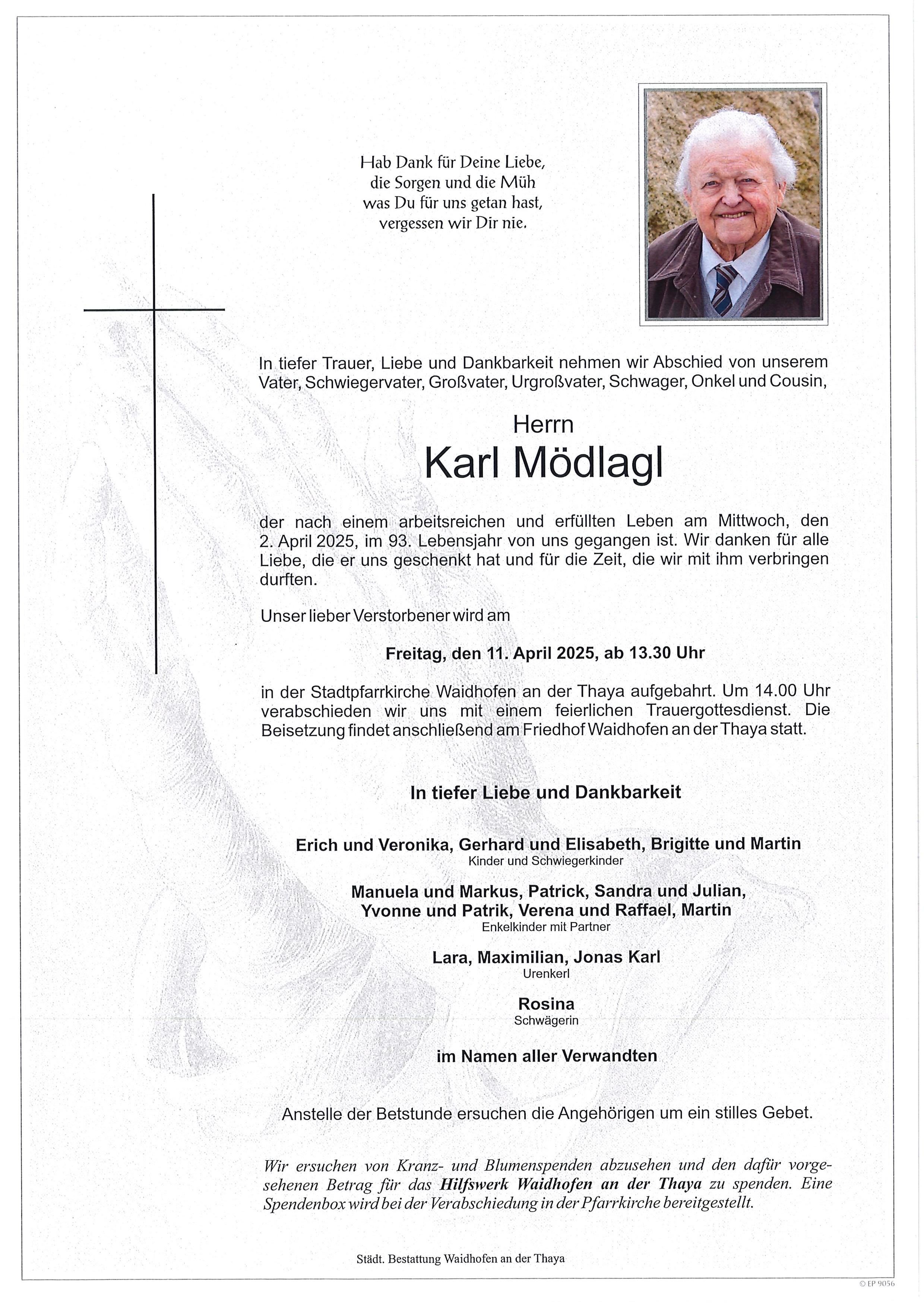 Traueranzeige von Karl Mödlagl