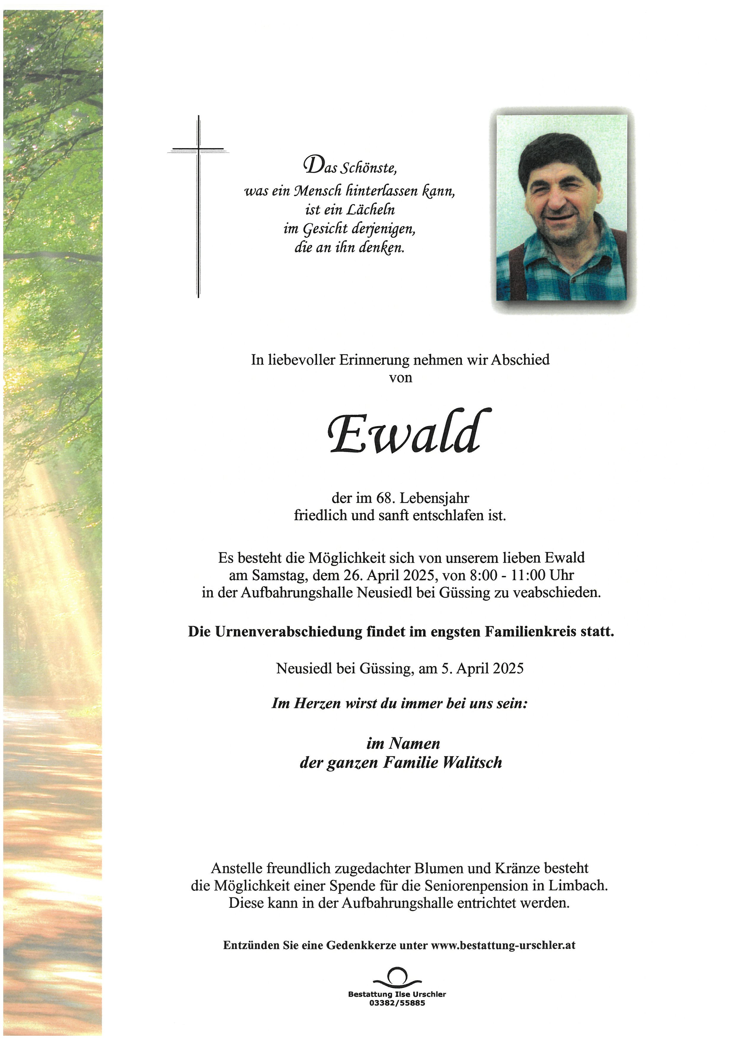 Traueranzeige von Ewald Walitsch