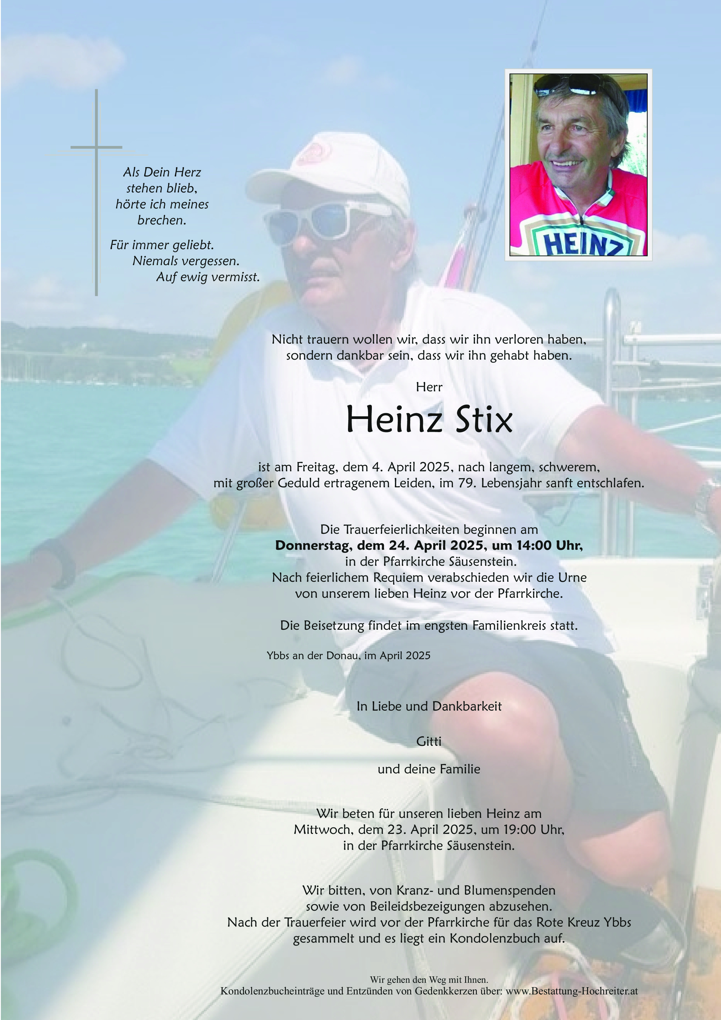 Traueranzeige von Heinz Stix