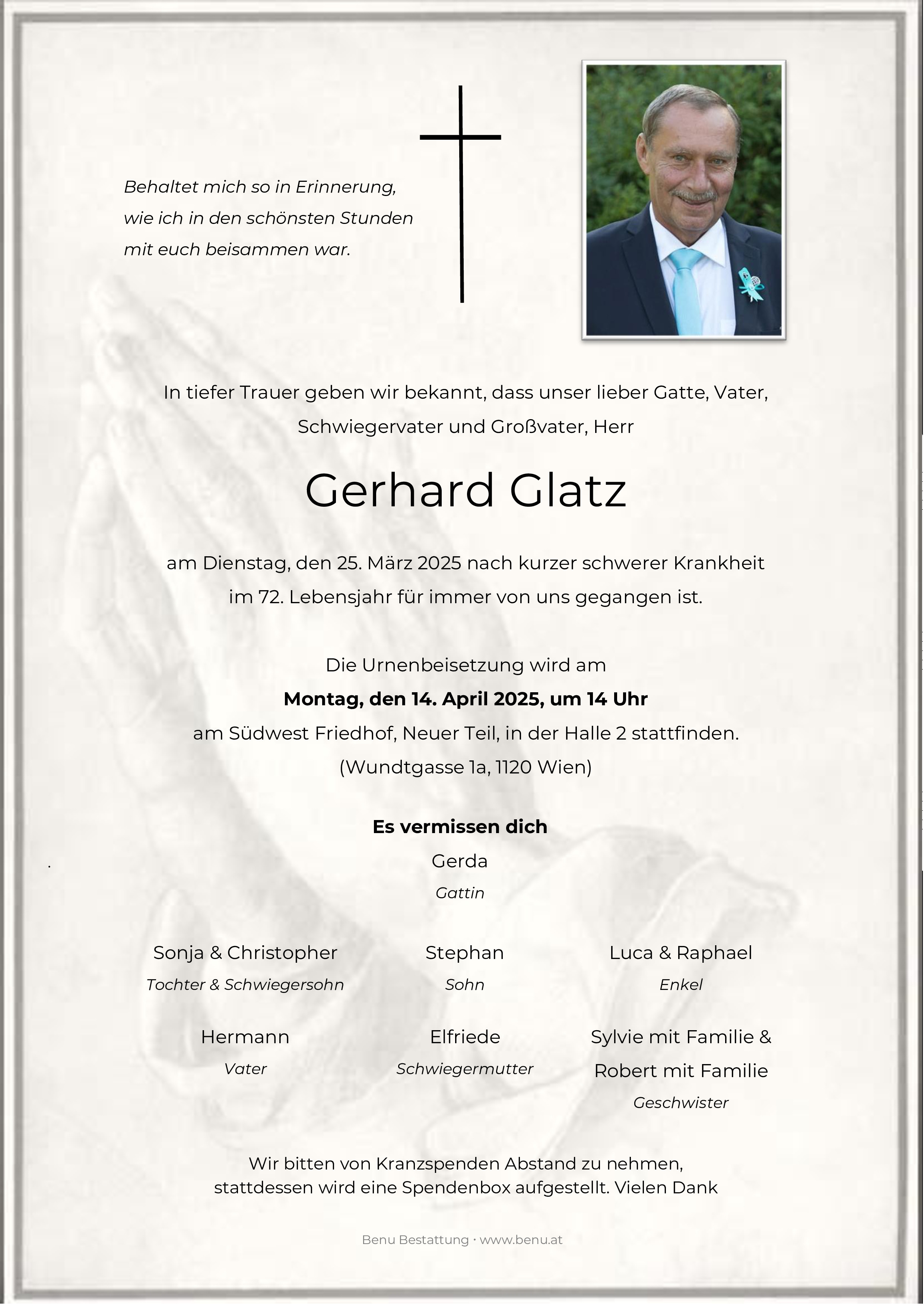 Traueranzeige von Gerhard Glatz